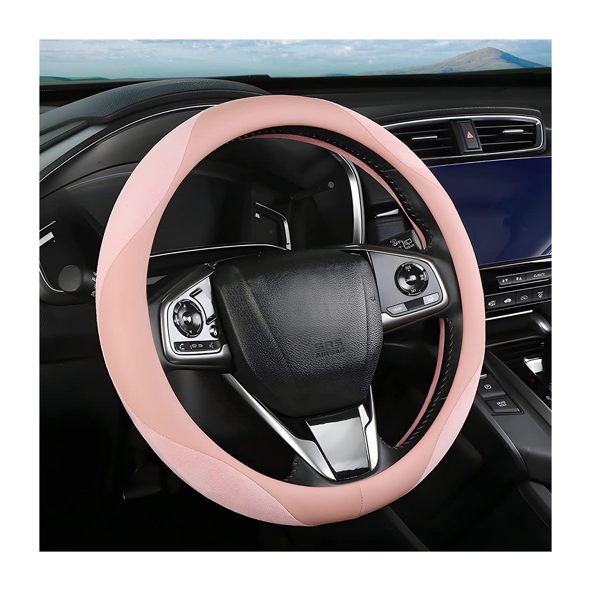 Steering Wheel Cover For Women And Men, Carbon Fiber Plush Steering Wheel Cover Soft Anti-Slip Comforting, Universal 15 Inches S