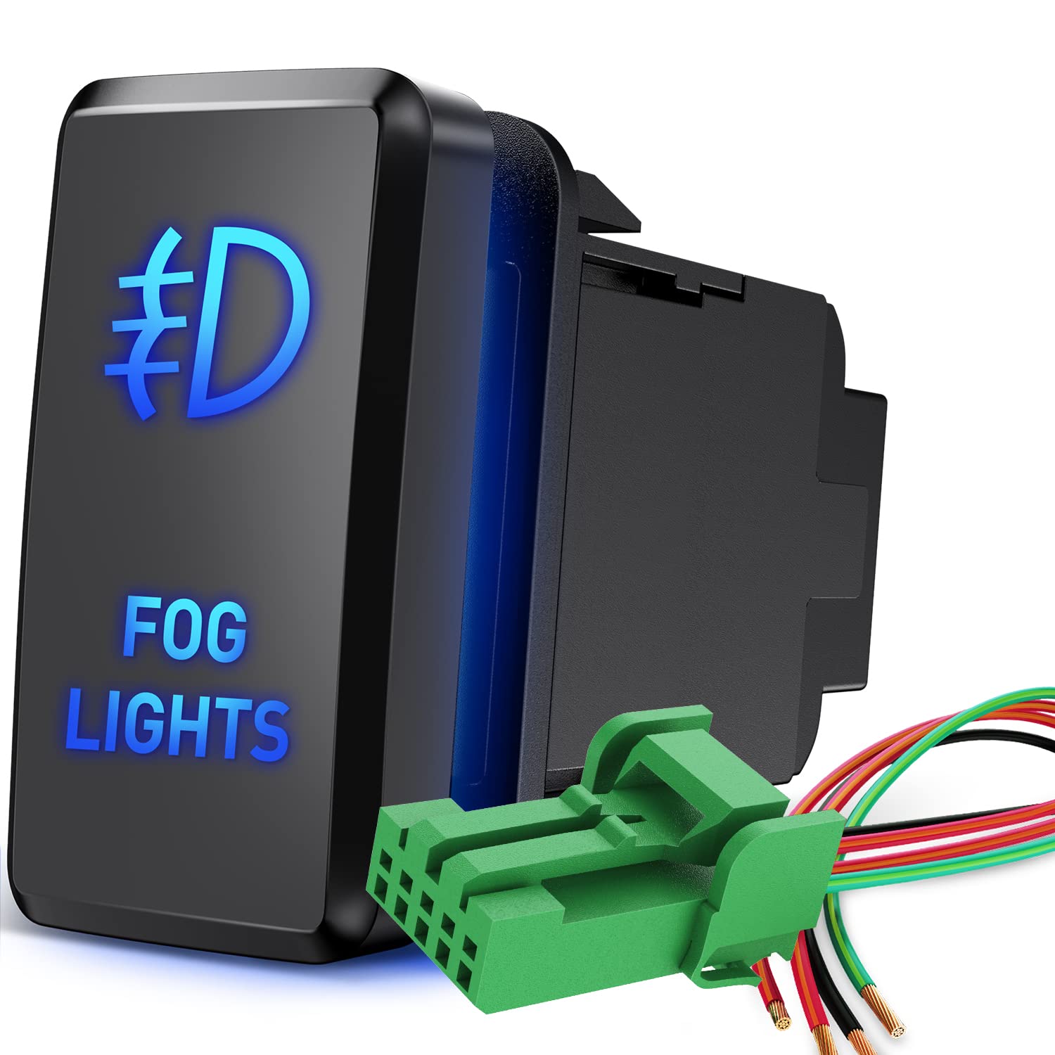 Nilight Fog Lights Push Button Switch 12V On Off Switches With Connector Wire Kit 1.54'' X 0.83'' Replacement For Toyota Tacoma