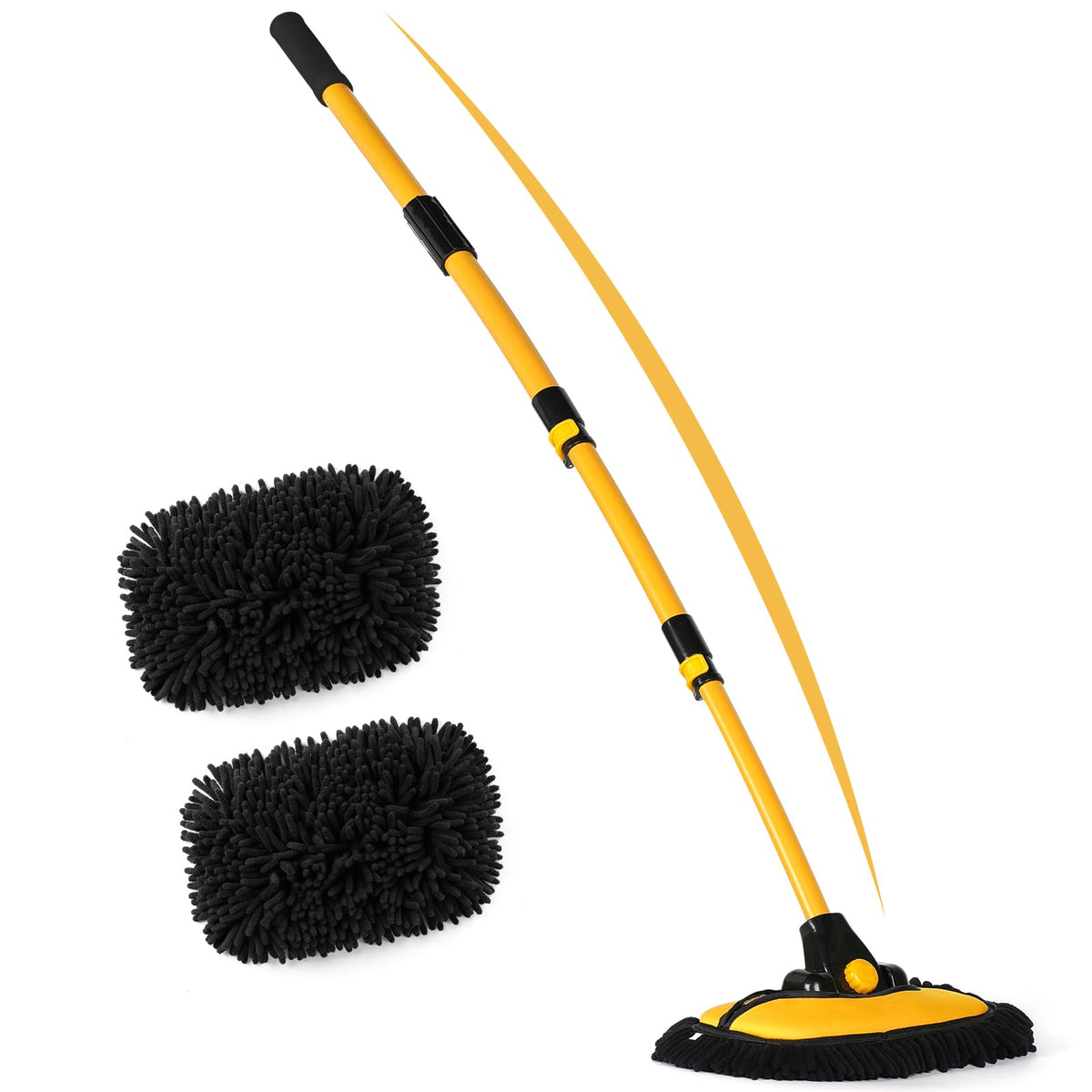 anngrowy 56.7'' Car Wash Brush Mop Kit Mitt Sponge with Long Handle Car Cleaning Supplies Kit Tools Car Washing Duster Exterior 
