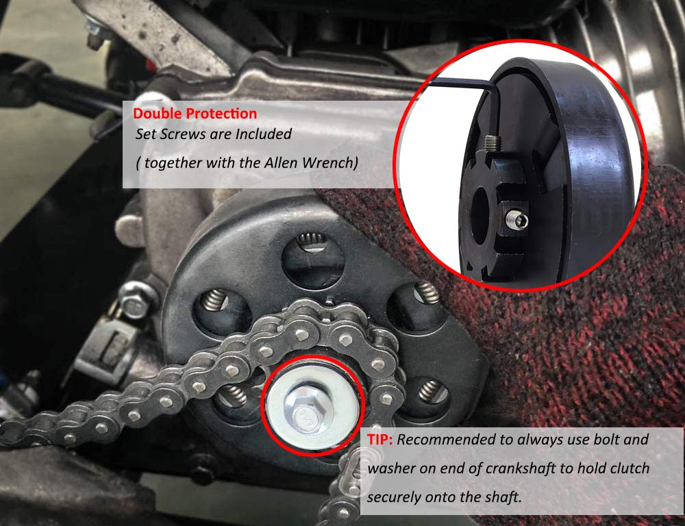 FDJ Predator 212 Mini Bike Clutch 12 Tooth 3/4 with Screws, Allen Wrench, Bolts & Nuts Kit - Durable Performance Upgrade