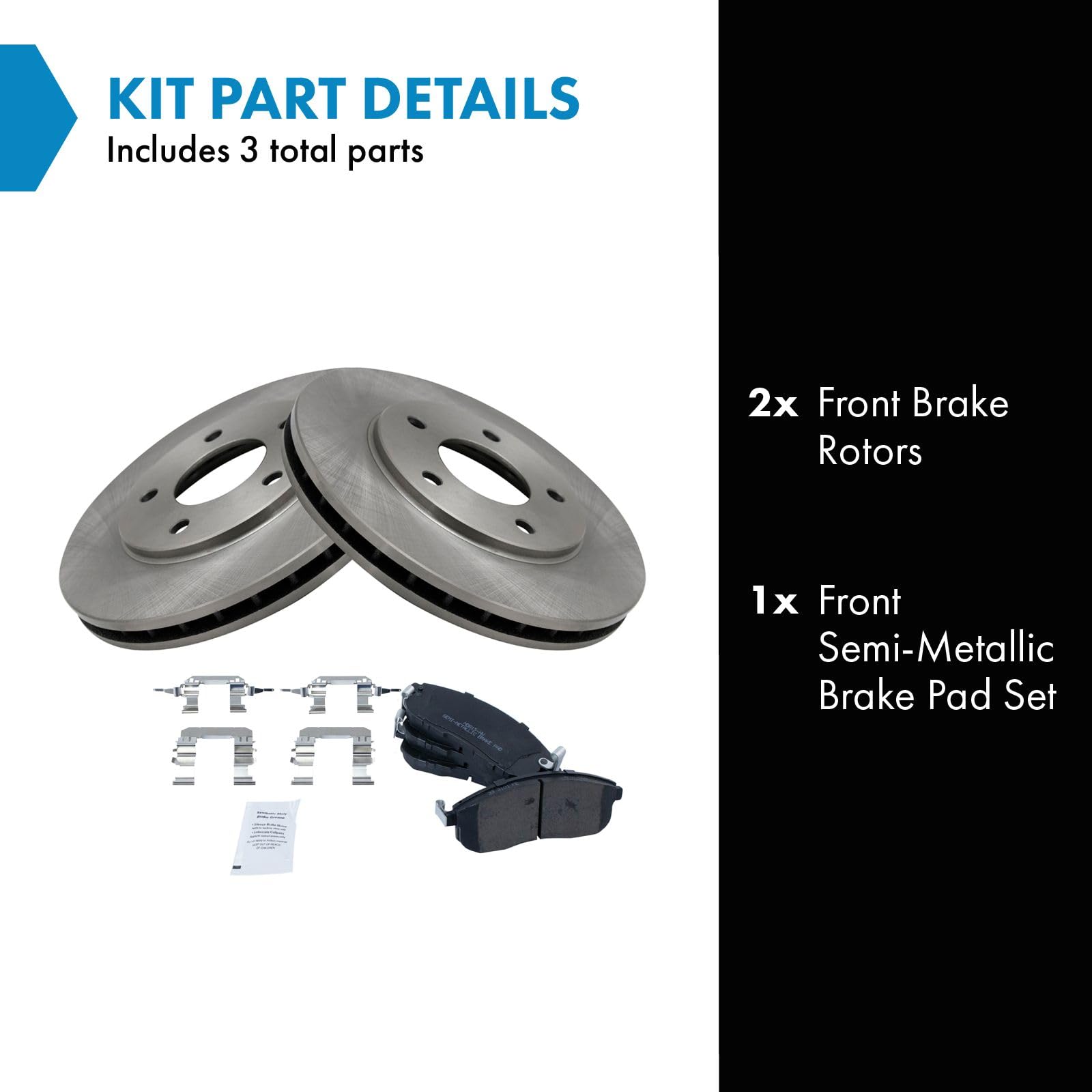 Trq Front Brake Pad & Rotor Kit Brake Pads Brake Rotor Semi-Metallic Compatible With 2013-2019 Nissan Sentra