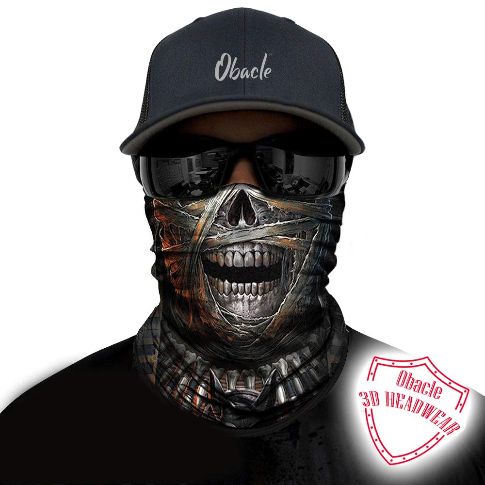 Obacle Skull Face Mask Half Sun Dust Wind Protection 3D Tube Mask Seamless Face Mask Bandana Headwear Skeleton Face Mask Motorcy