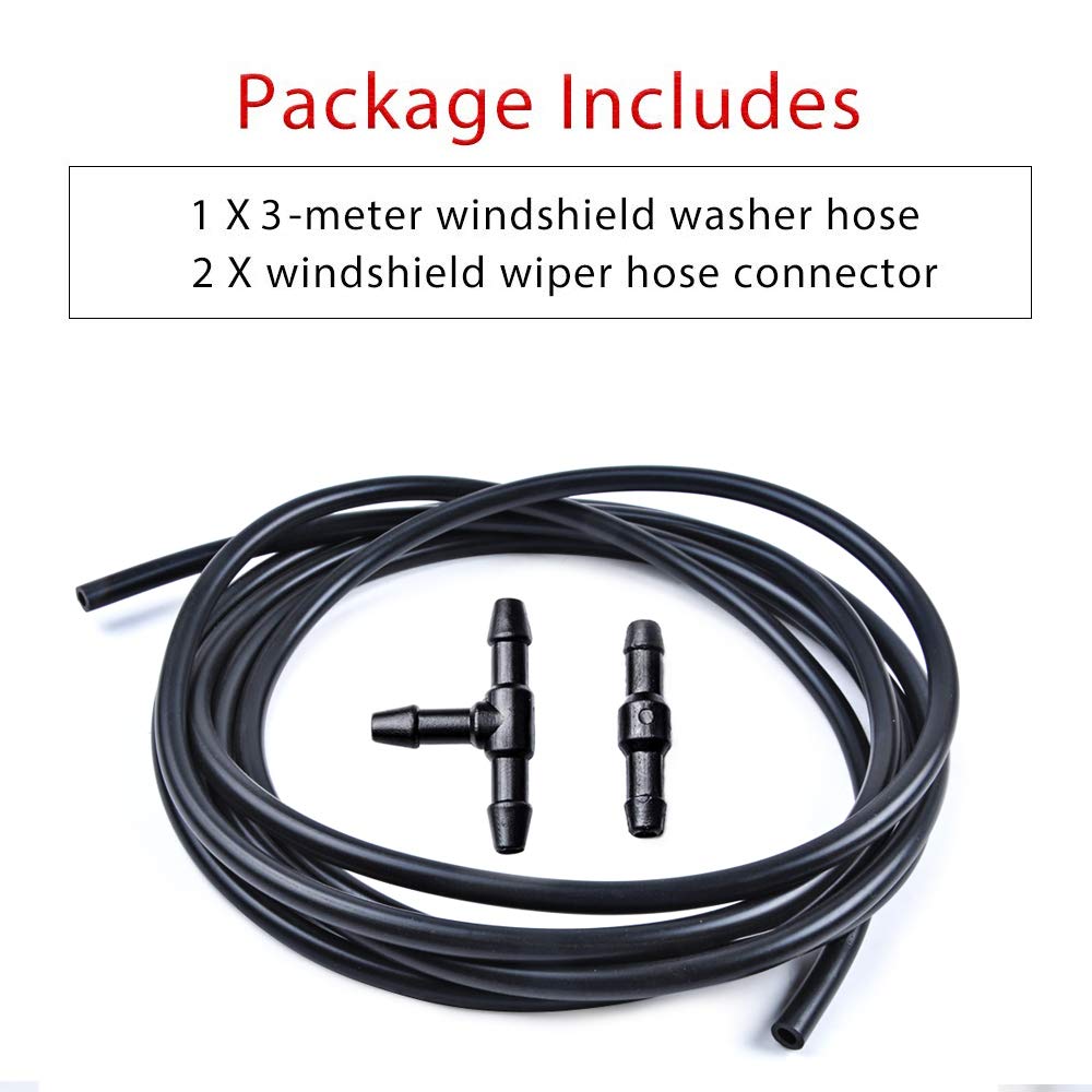 Otuayauto Windshield Washer Hose Kit, Universal Washer Fluid Hose With Hose Connector (3 Meters Length)