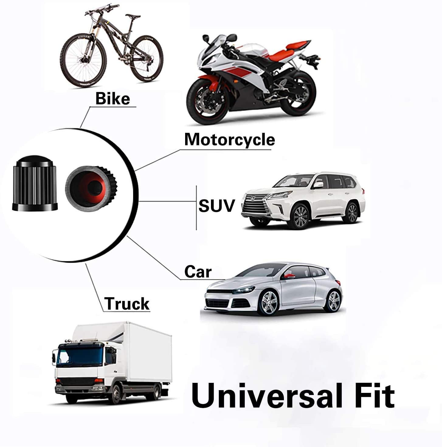 Ckauto 50 Pack Tire Valve Caps, Plastic Valve Stem Caps With O Rubber Seal, Universal Stem Covers For Cars, Suvs, Bike And Bicyc