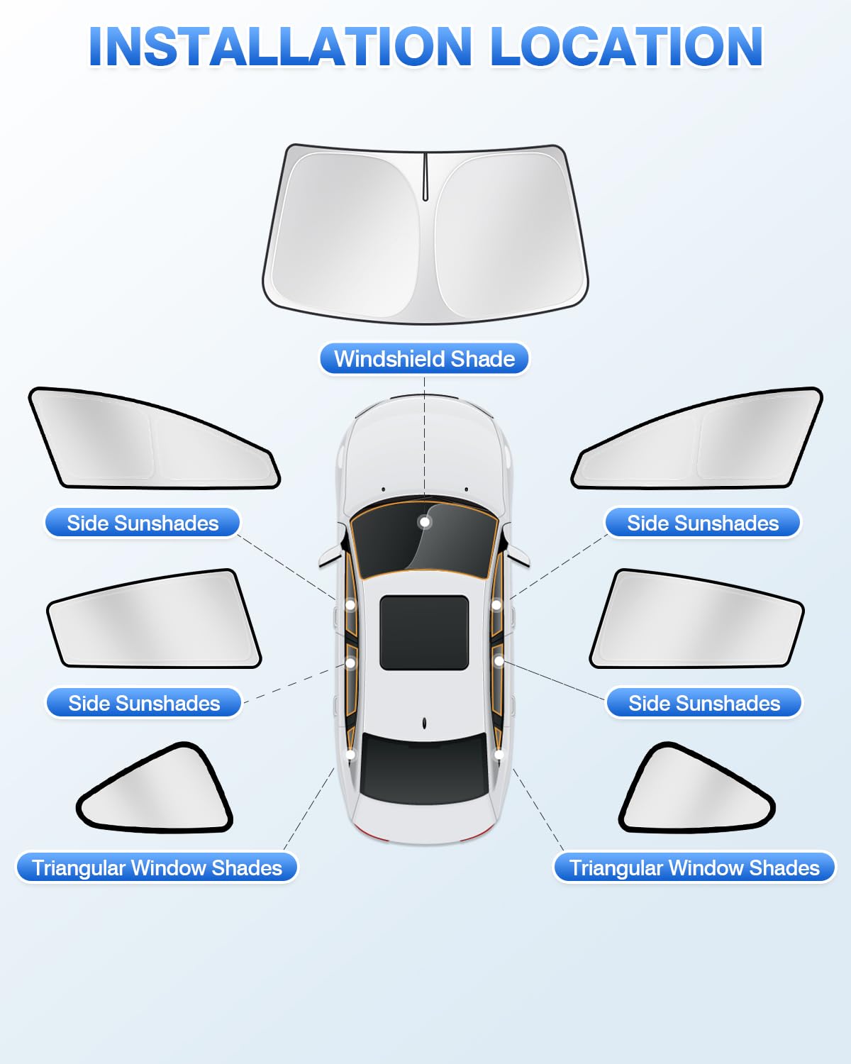 Canvcle Sunshades For Tesla Model 3 2016-2025 (Fit Model 3 Highland) Accessories Windshield Sun Shade Side Rear Window Shade Cov