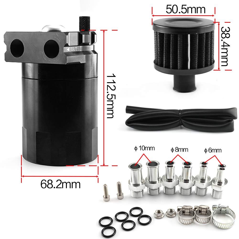 Aiuphing Oil Catch Can Kit, Universal 300Ml Aluminum Oil Collector Tank With Air Filter,Hose And Other Accessories (Black)