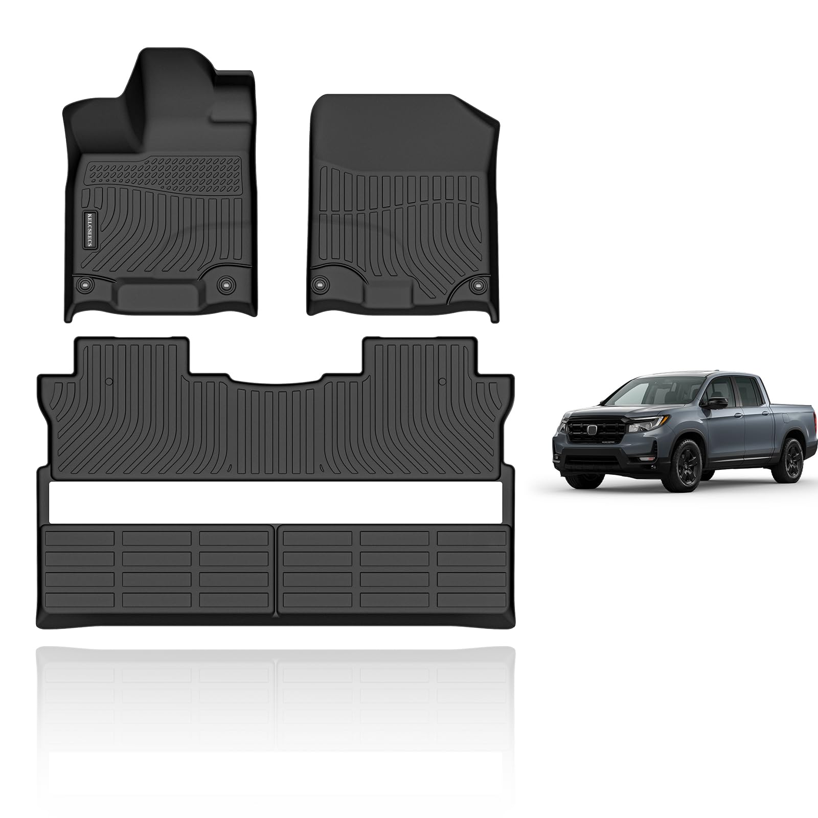 KELCSEECS Floor Mats Custom for Honda Ridgeline 2025 2024 2023-2017 All Weather Protection TPE Duty Non-Slip Automotive Floor Li