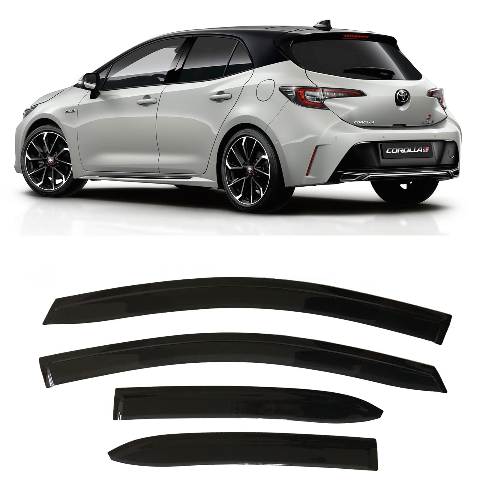 2019-2025 Tape-On Rain Guards For Toyota Corolla Hatchback Side Window Deflector Visors Se Nightshade Xse Durable Tinted Vent Sh