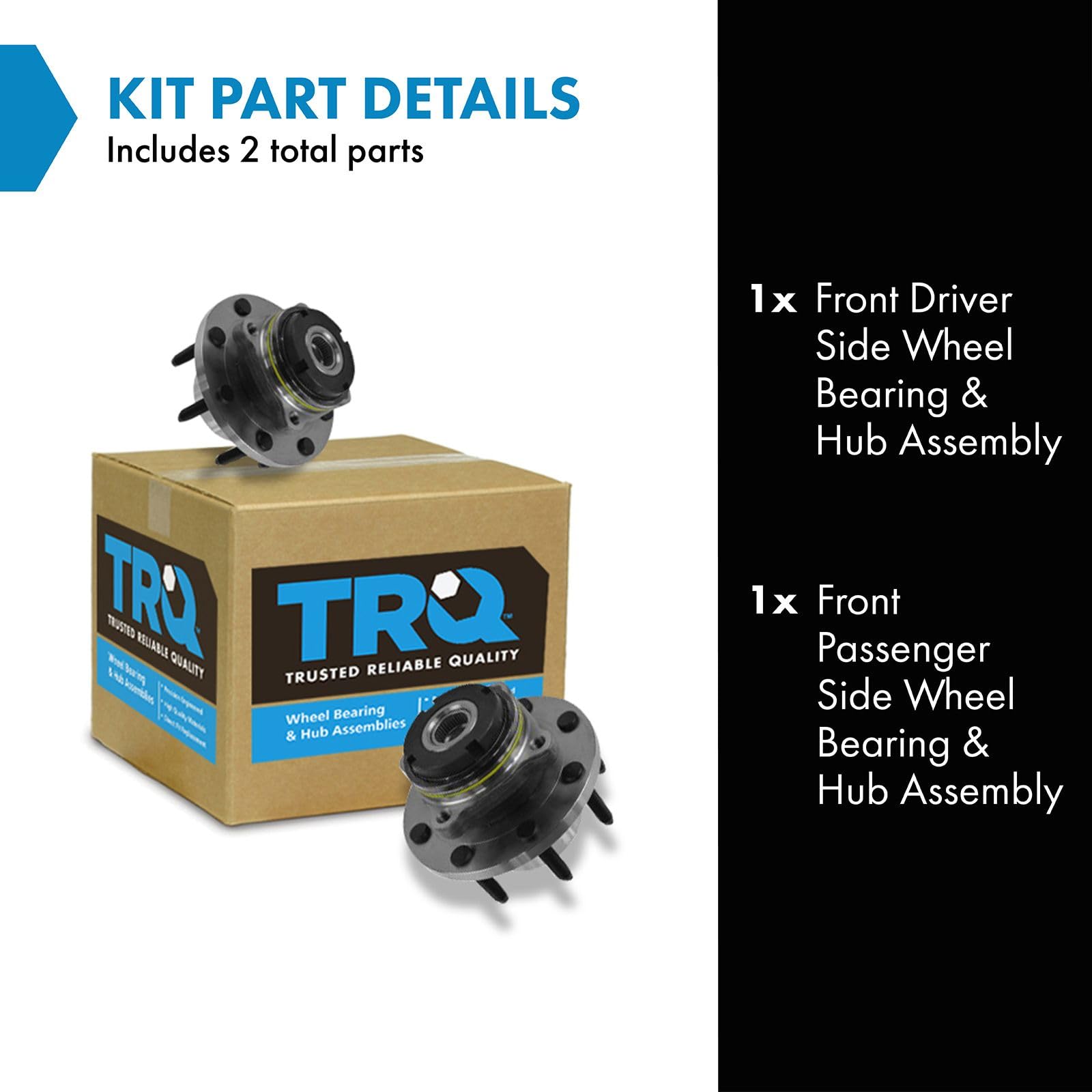 Trq Front Wheel Hub Bearings Assembly Set Compatible With 1999-2001 Ford F-250 Super Duty F-350 Super Duty