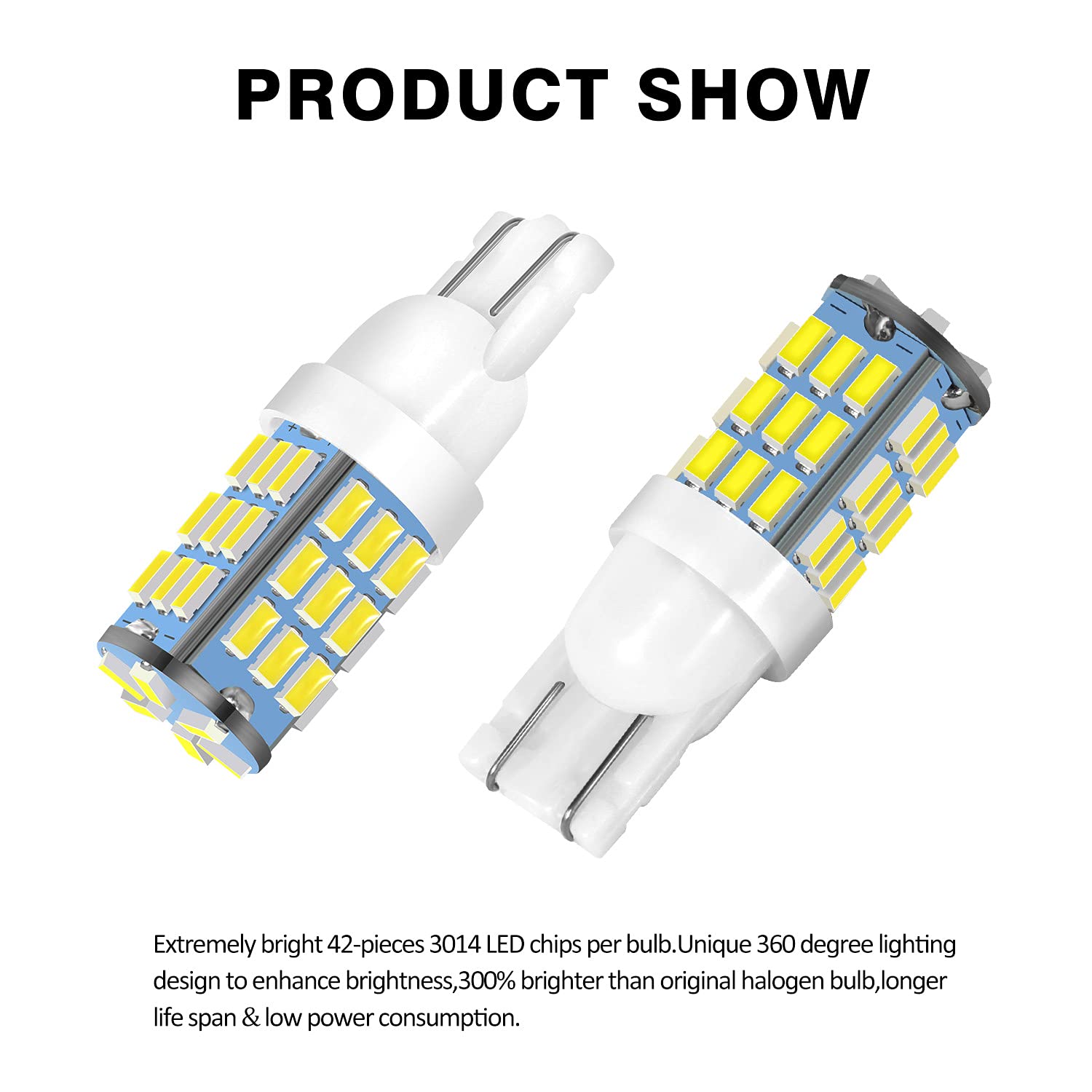 Acohuike T10 921 194 168 175 Led Bulbs White 20-Packs, Super Bright 3014 42-Smd Led Replacement 12 Volt Rv Camper Trailer Boat Trunk Interior Dome Map License Lights, Backup Reverse Lights