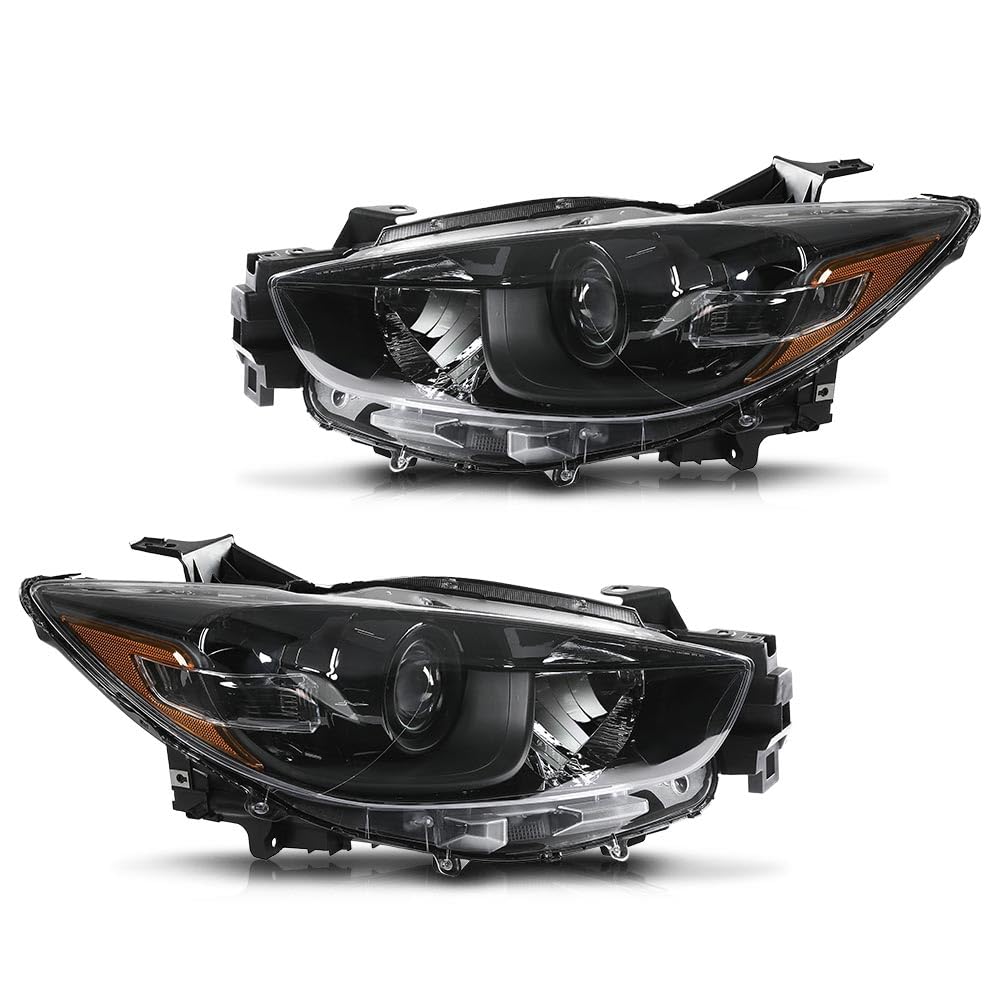 Cheda Pair Headlights Assembly Compatible With Mazda Cx-5 (Submodel: Grand Touring, Gs, Gt, Gx, Sport) 2013-2016 Factory Headlam