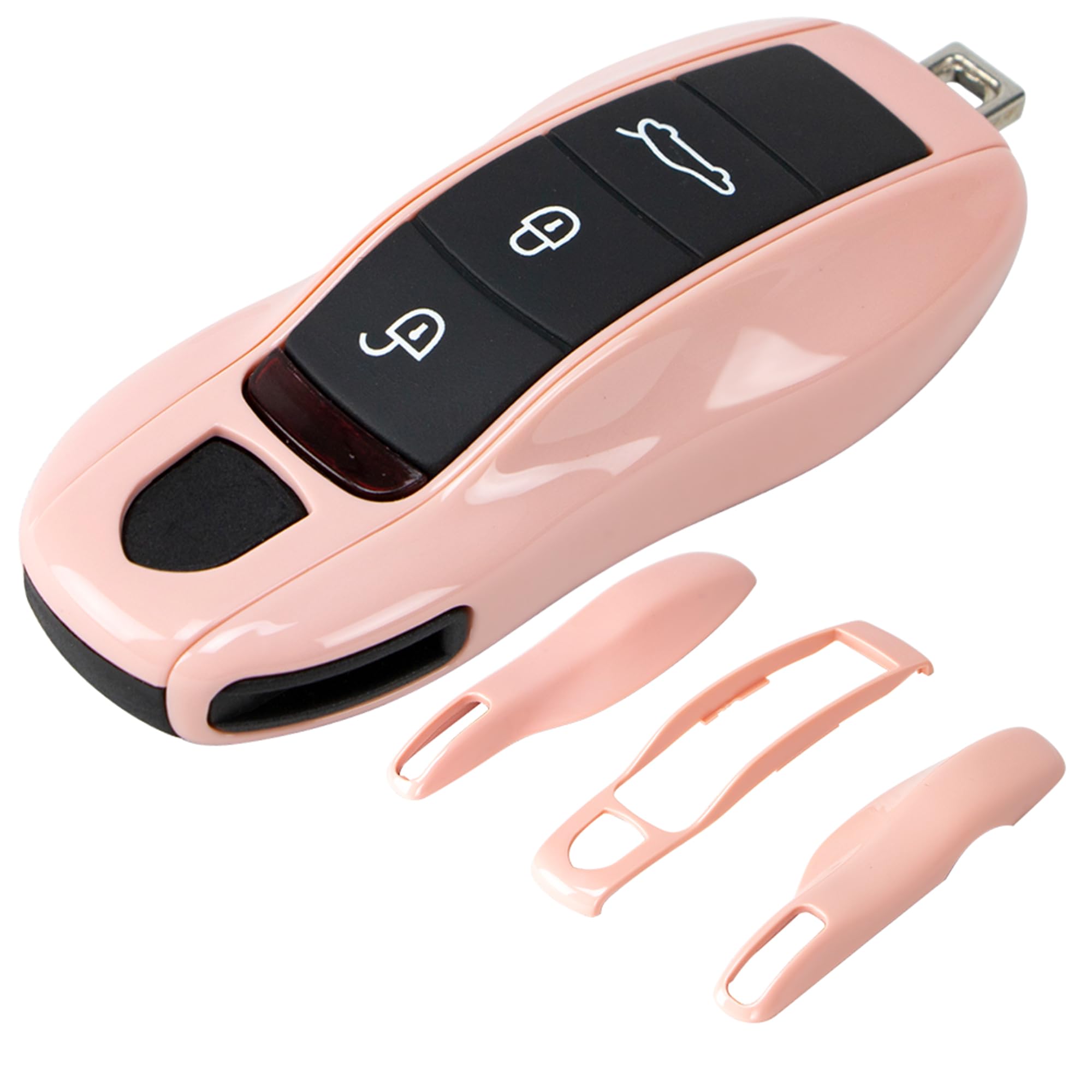 Aerobon 3-Piece Painted Key Cover Key Fob Shell Compatible With Porsche Key Shell Replacement (Mk1, Morandi Pink)