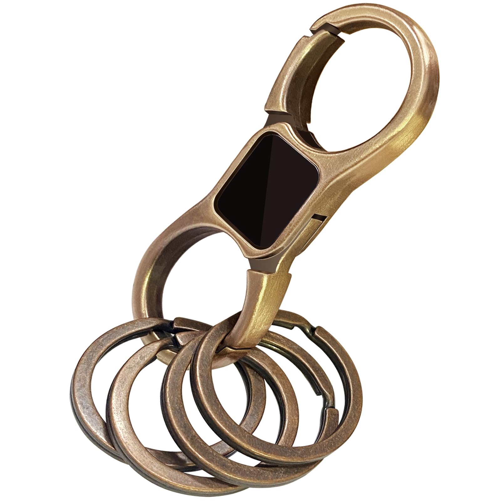 Idakekiy Key Chain Quick Release Spring With 4 Key Rings Heavy Duty Car Keychain Organizer For Men And Women (Gold Bronze)