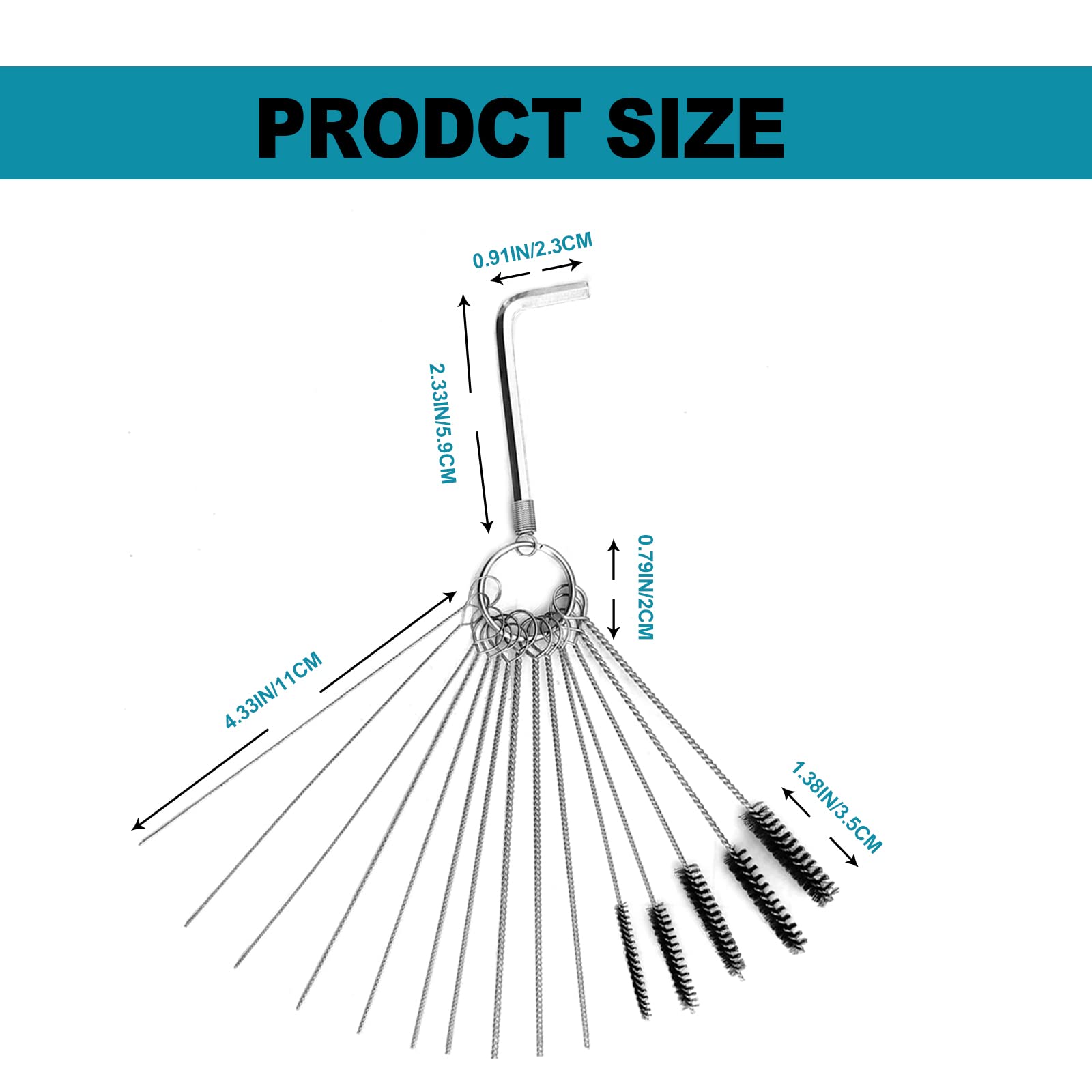 Carburetor Cleaning Tool Kits, Carburetor Dirt Jet Remove Cleaner, 10 Cleaning Needles With 5 Brush And 1 Throttle Wrench For Atv, Utv, Motorcycle Moped Welder Carb, (2Pcs)