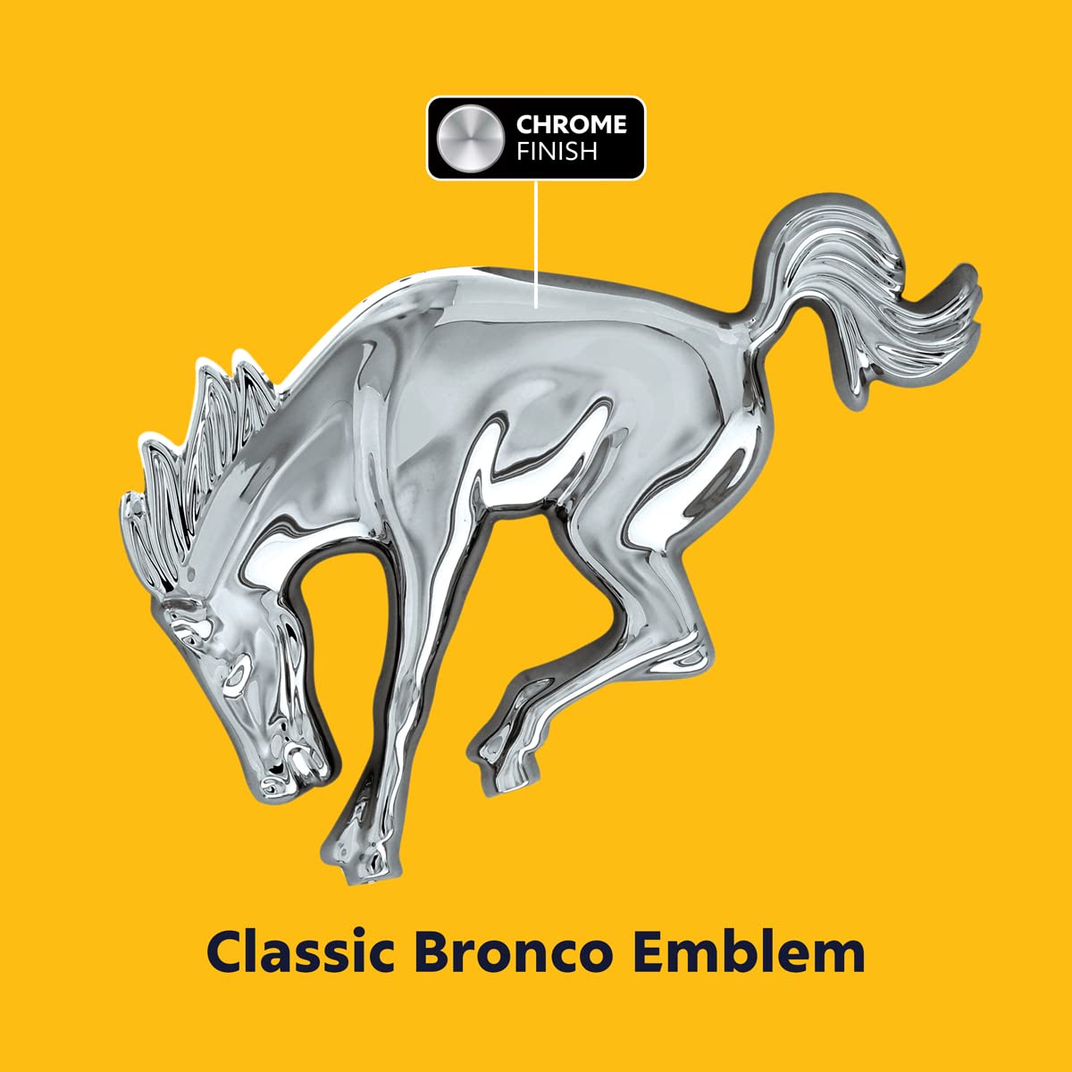 United Pacific 50130 Triple Chrome Plastic Bucking Horse Emblem, Badge Replacement, Double-Sided Tape, Easy Installation - One U