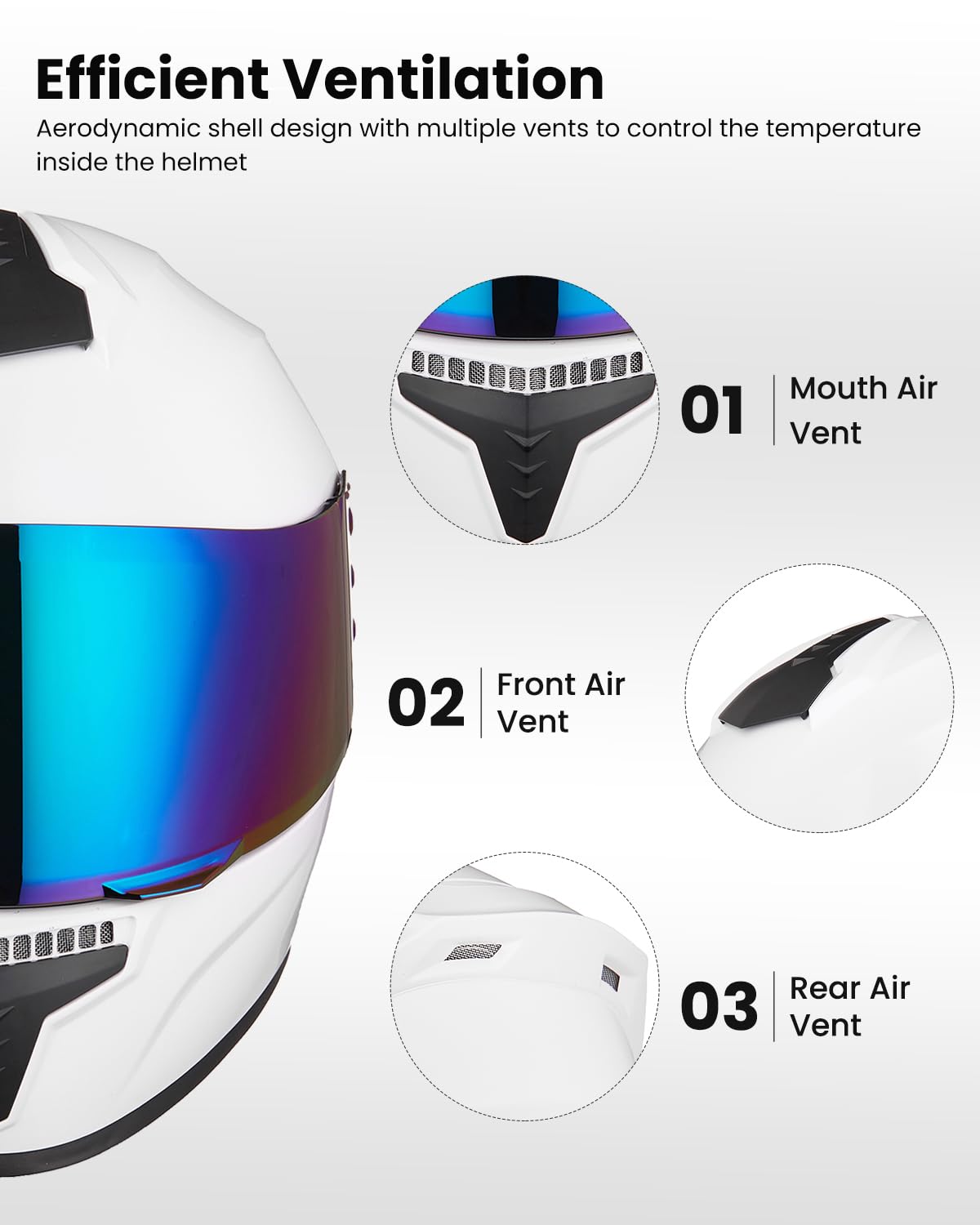 Auboa Full Face Motorcycle Helmets For Adults Men And Women Dot Street Bike Racing Helmet With Extra Clear Visor Model Md-813C (