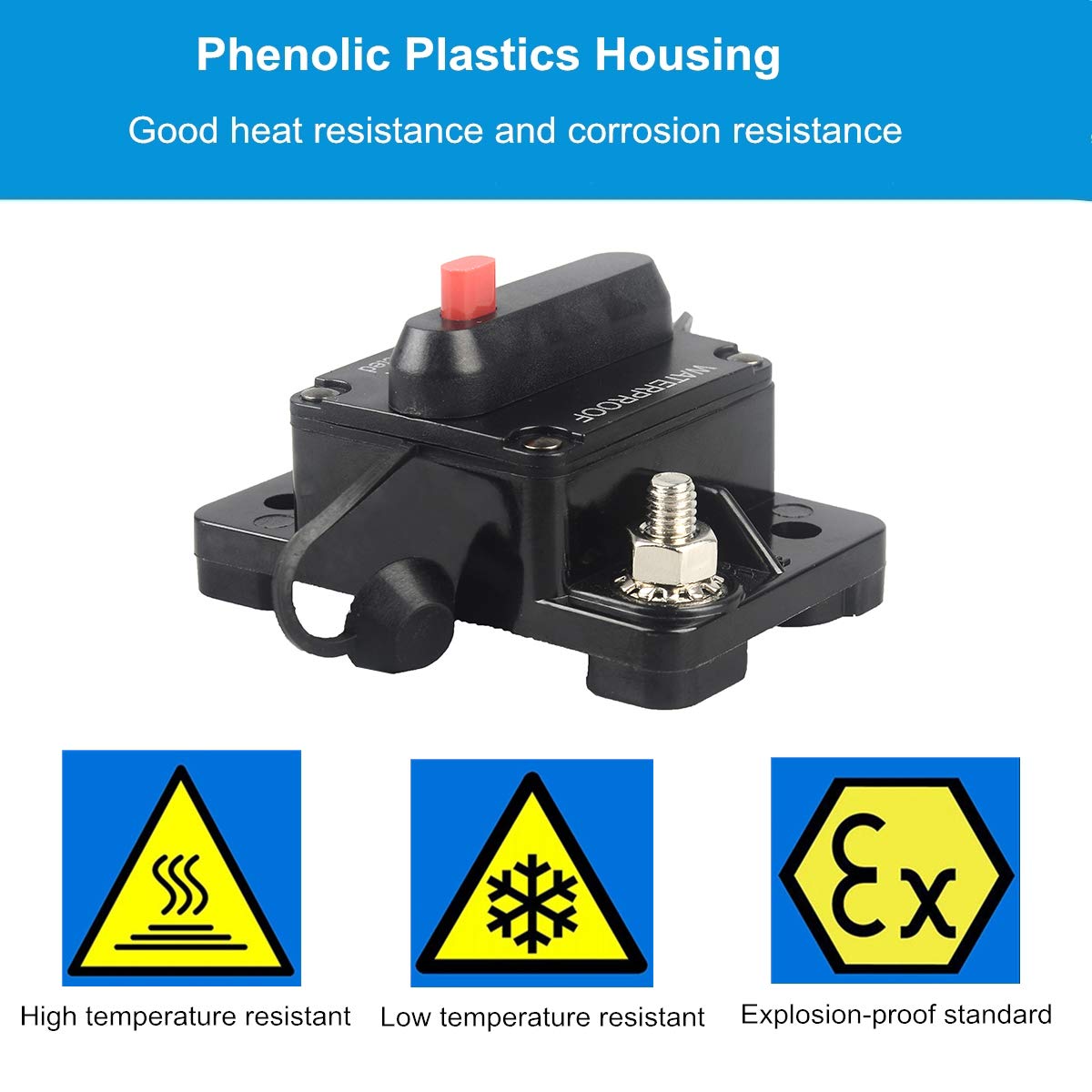 Wohhom 200 Amp Circuit Breaker With Manual Reset 12V-36V Dc Waterproof Surface Mount For Car Audio Rv Marine Boat Truck Trolling