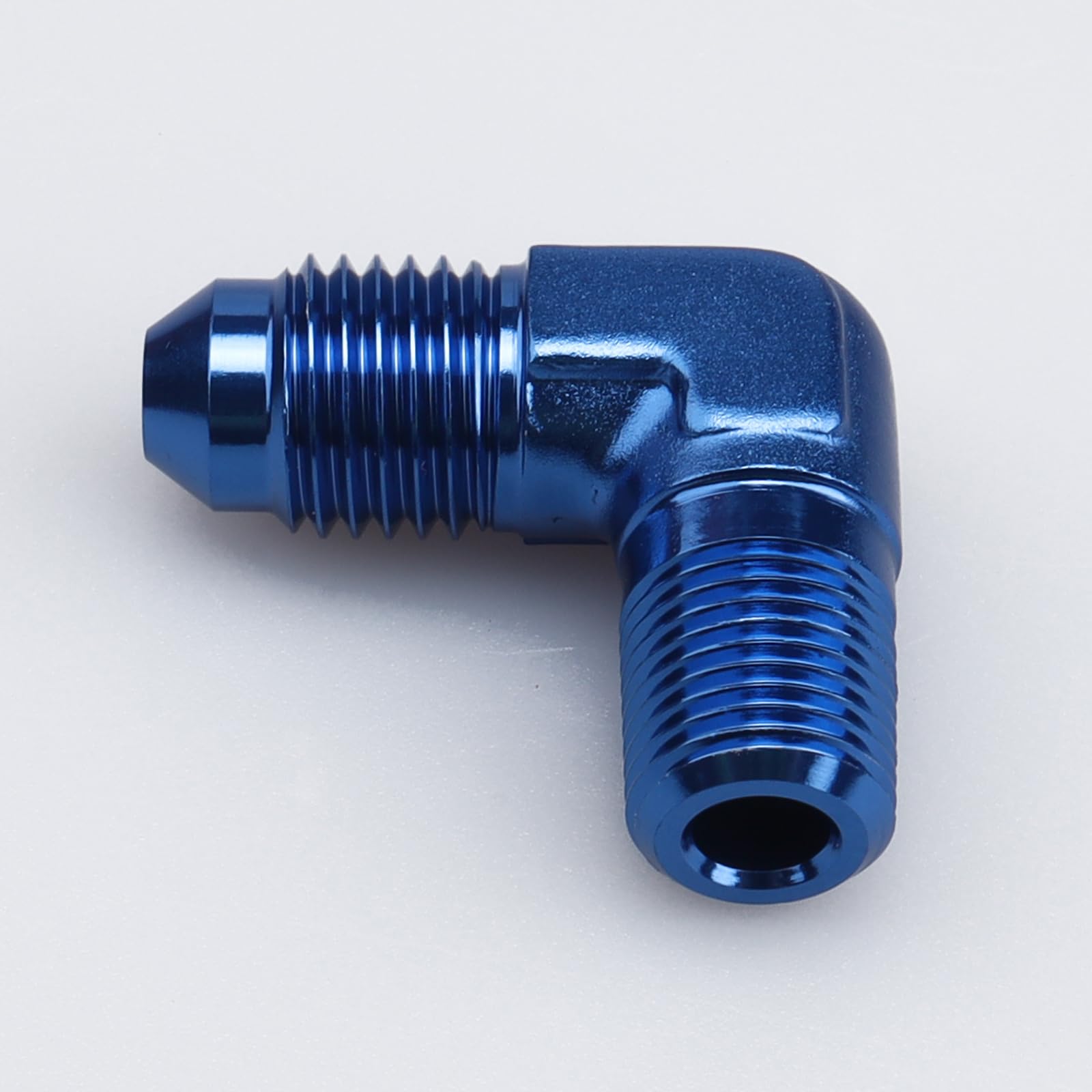 Ac Performance 90 Degree Elbow -4 An Male To 1/8 Npt Male Fitting Adapter Connector Aluminum Blue