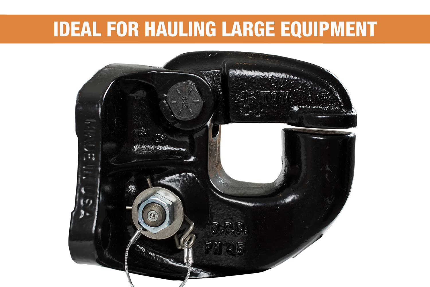 Buyers Products 45 Ton Pintle Hook - 90,000 Lbs MGTW, 18,000 Lbs MVL - Black, 45-Ton Capacity, Mounting Kit Sold