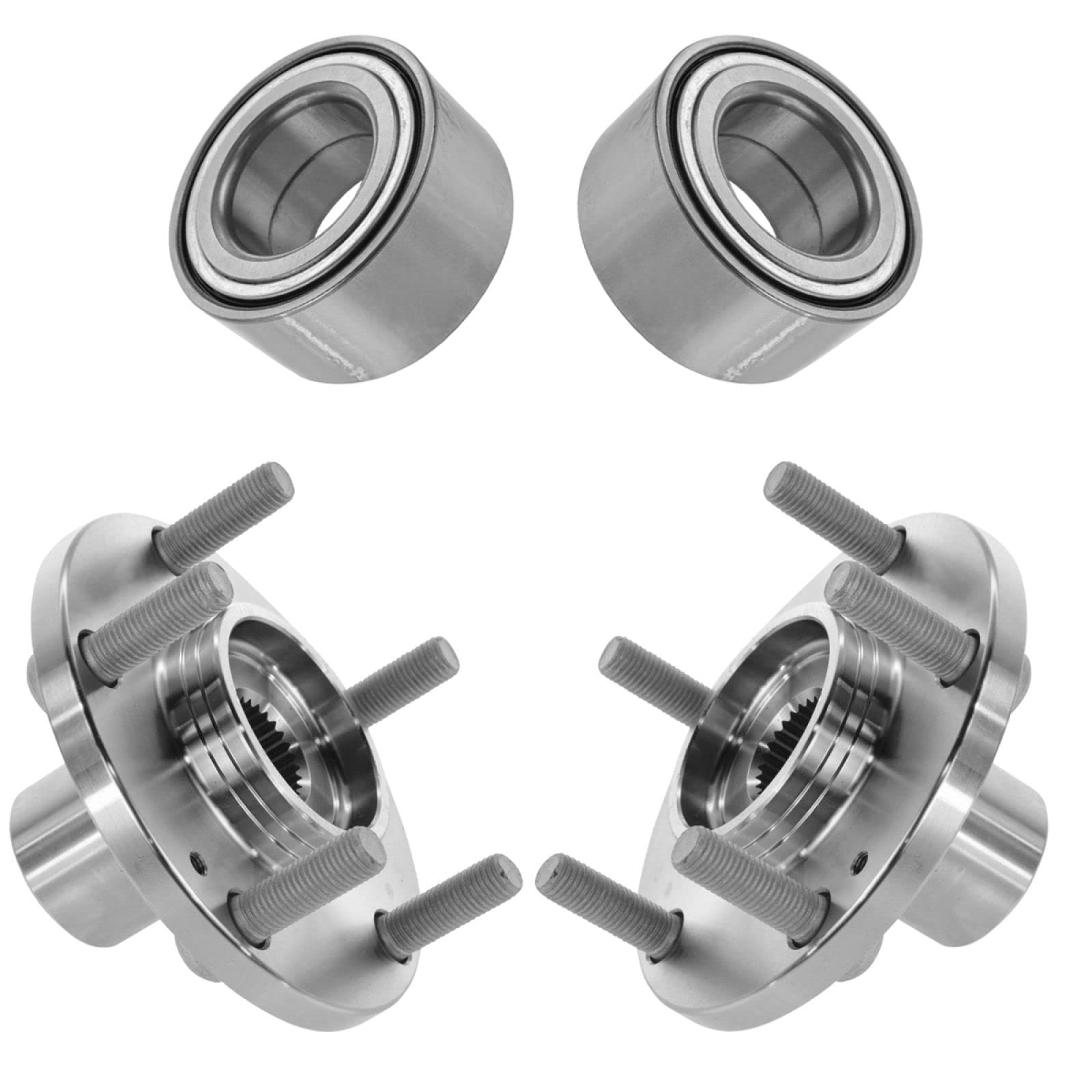 Trq Front Wheel Hub Bearings Assembly Set Compatible With 2001-2006 Hyundai Santa Fe 2005-2009 Tucson 2005-2010 Kia Sportage