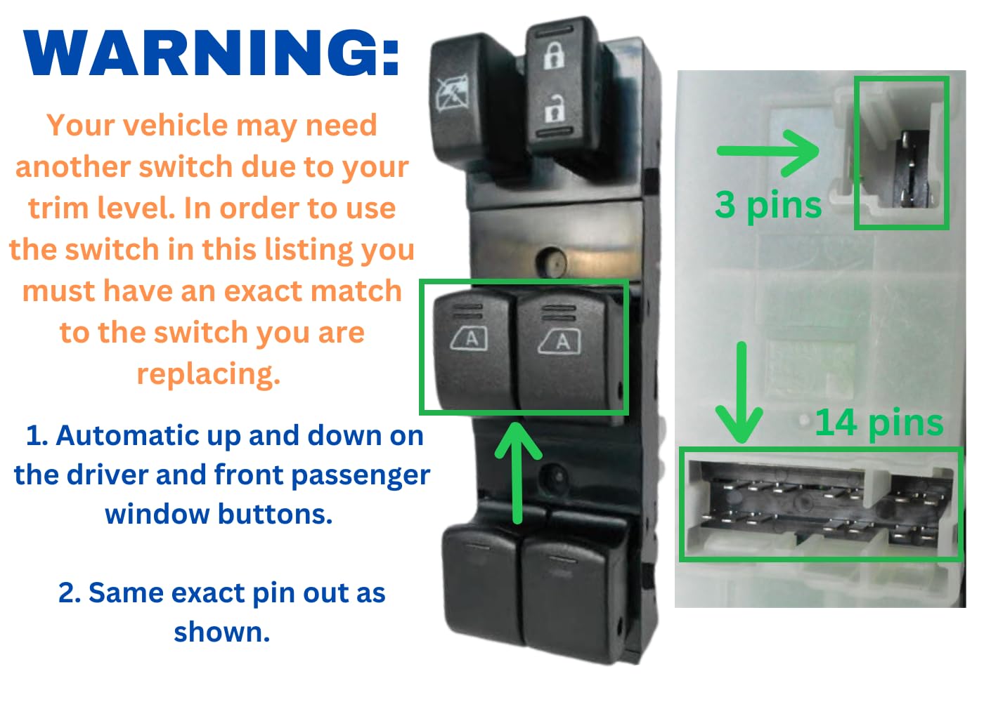 SWITCHDOCTOR Window Master Switch for 2007-2012 Nissan Altima