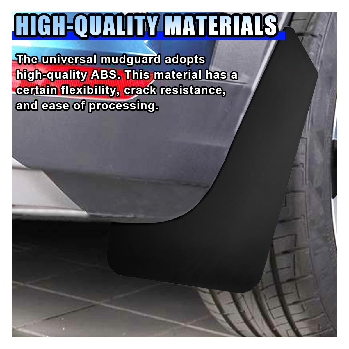 4PCS Universal Car Mud Flaps, Flexible Splash Guards Set for Front & Rear, Bendable Mudguards with Fastener Rivet Clips, Car Ext