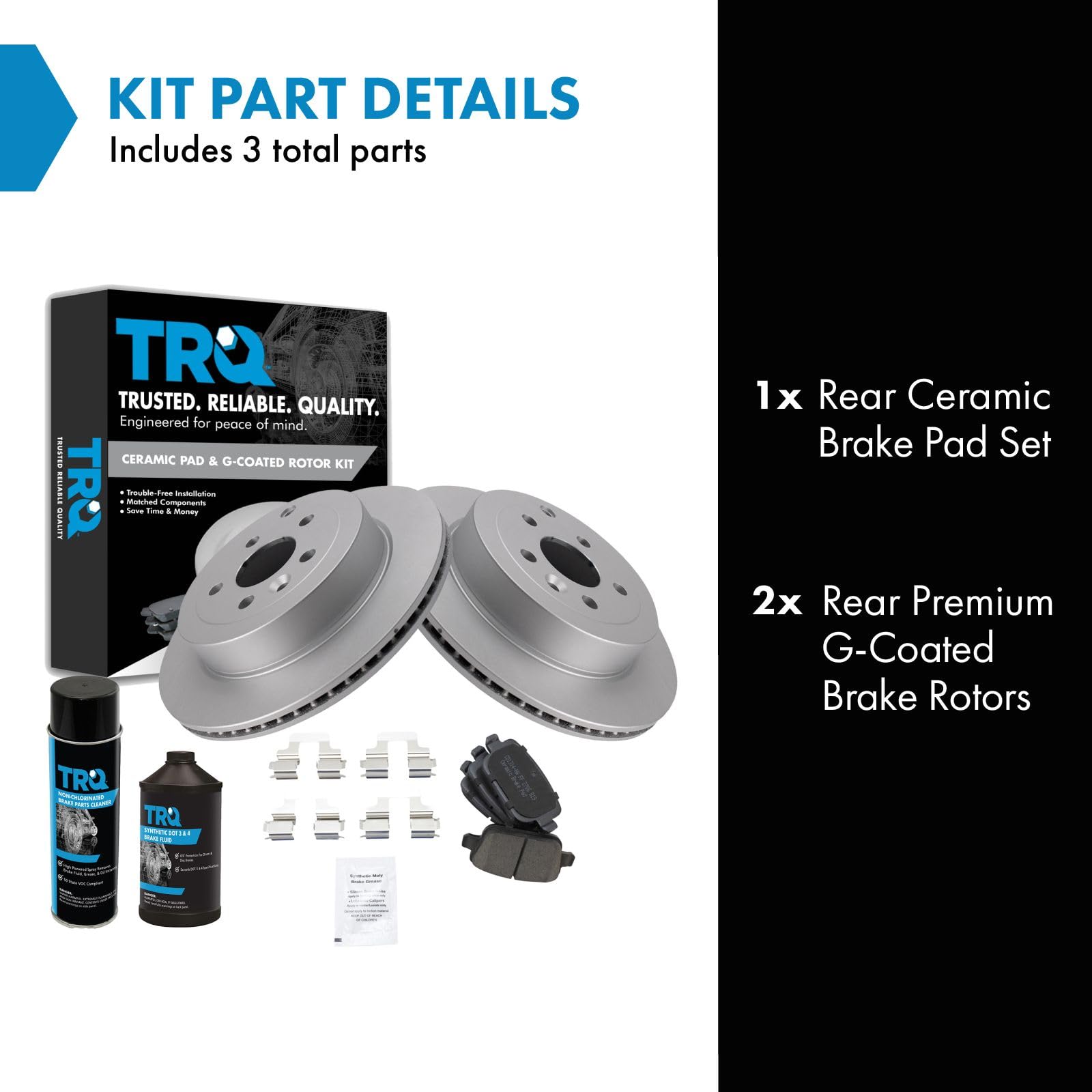 Trq Rear Brake Pad & Rotor Kit Brake Pads Brake Rotor Ceramic Premium G-Coated Compatible With 2008-2012 Land Rover Lr2