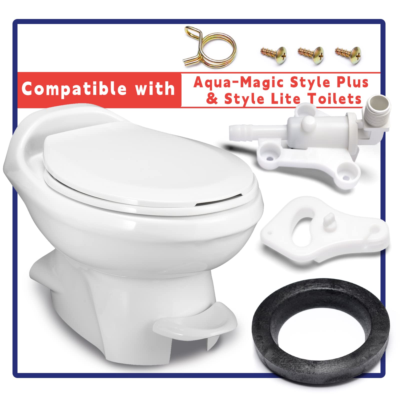 Dusledel 34100 Toilet Water Assembly Valve Kit Replacement For Thetford Aqua-Magic Rv Camper Toilets Parts Style Lite And Style