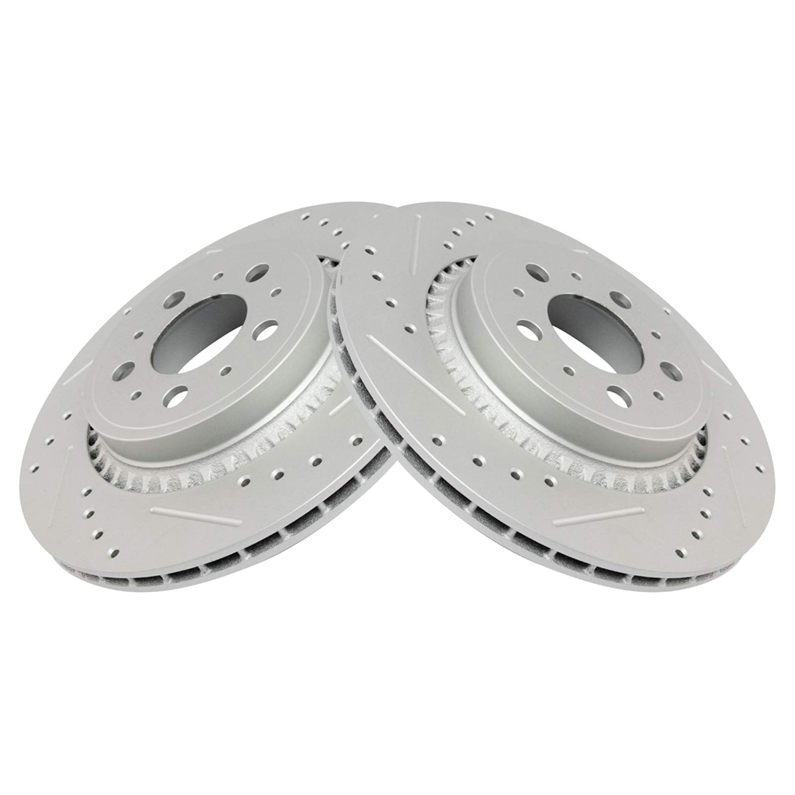 Trq Rear Performance Brake Rotors Set Premium G-Coated Compatible With 2003-2014 Volvo Xc90