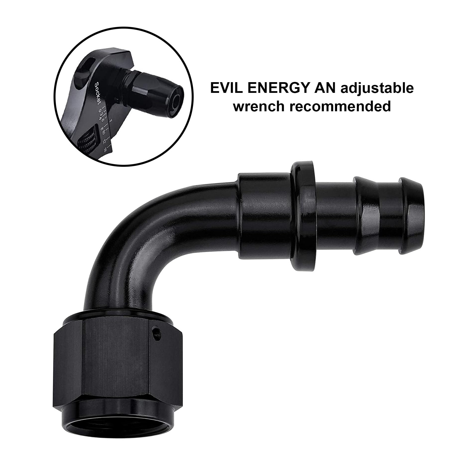 Evil Energy 12An 90 Degree Push Lock Hose Fitting End Black 2Pcs