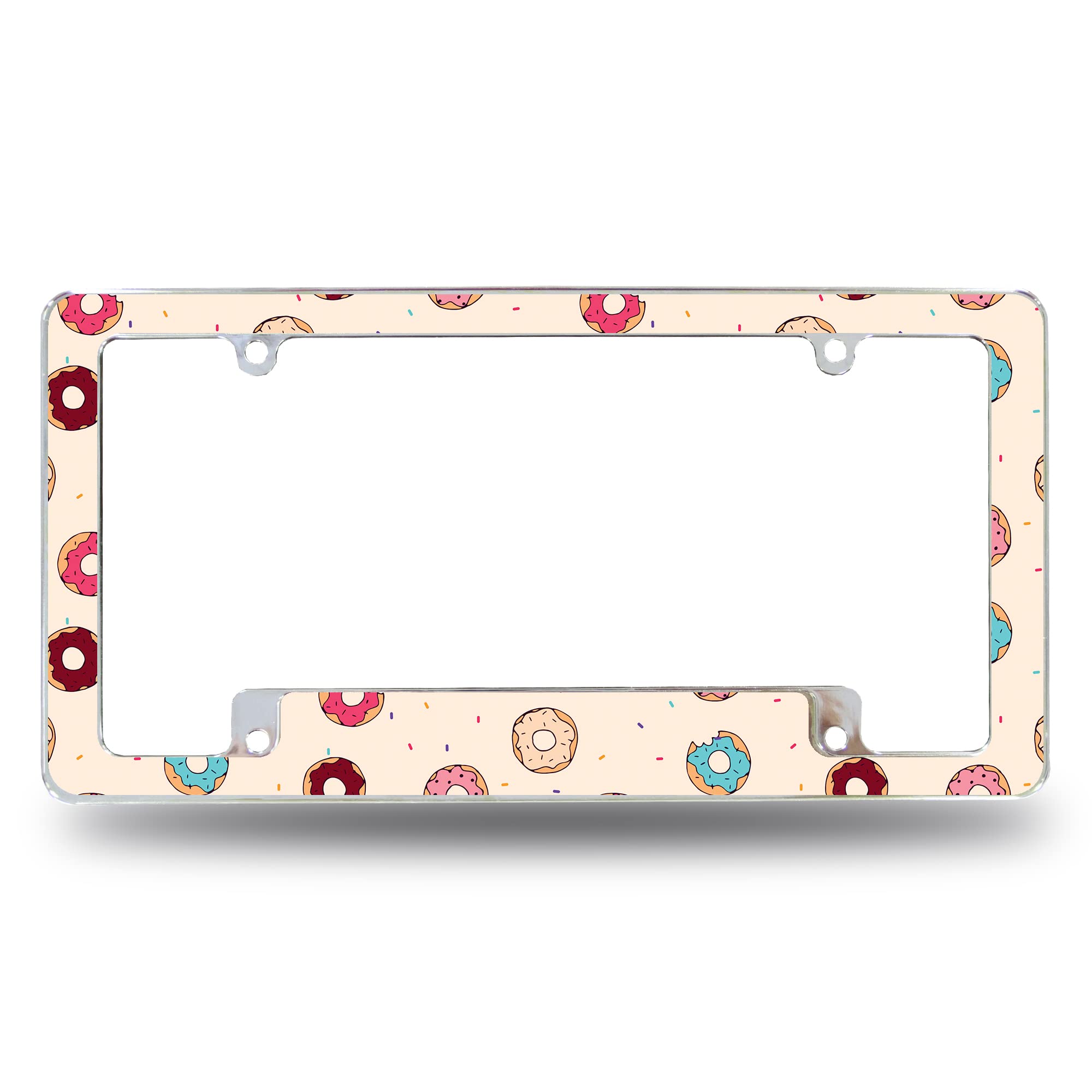 Rico Industries Donut2 All Over Automotive License Plate Frame for Car/Truck/SUV (12 x 6)