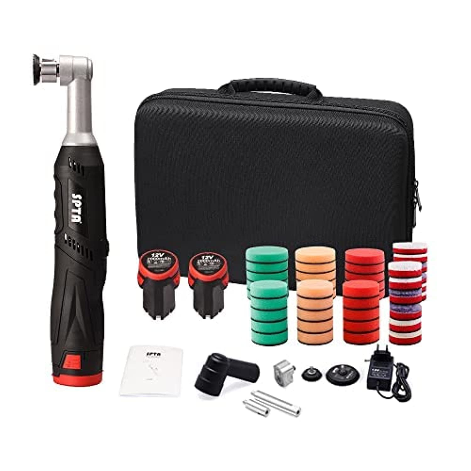 SPTA Cordless Mini Car Polisher, 12V Micro Cordless Scratches Killer Car Polisher RO/DA Mini Car Polisher for polishing, Sanding