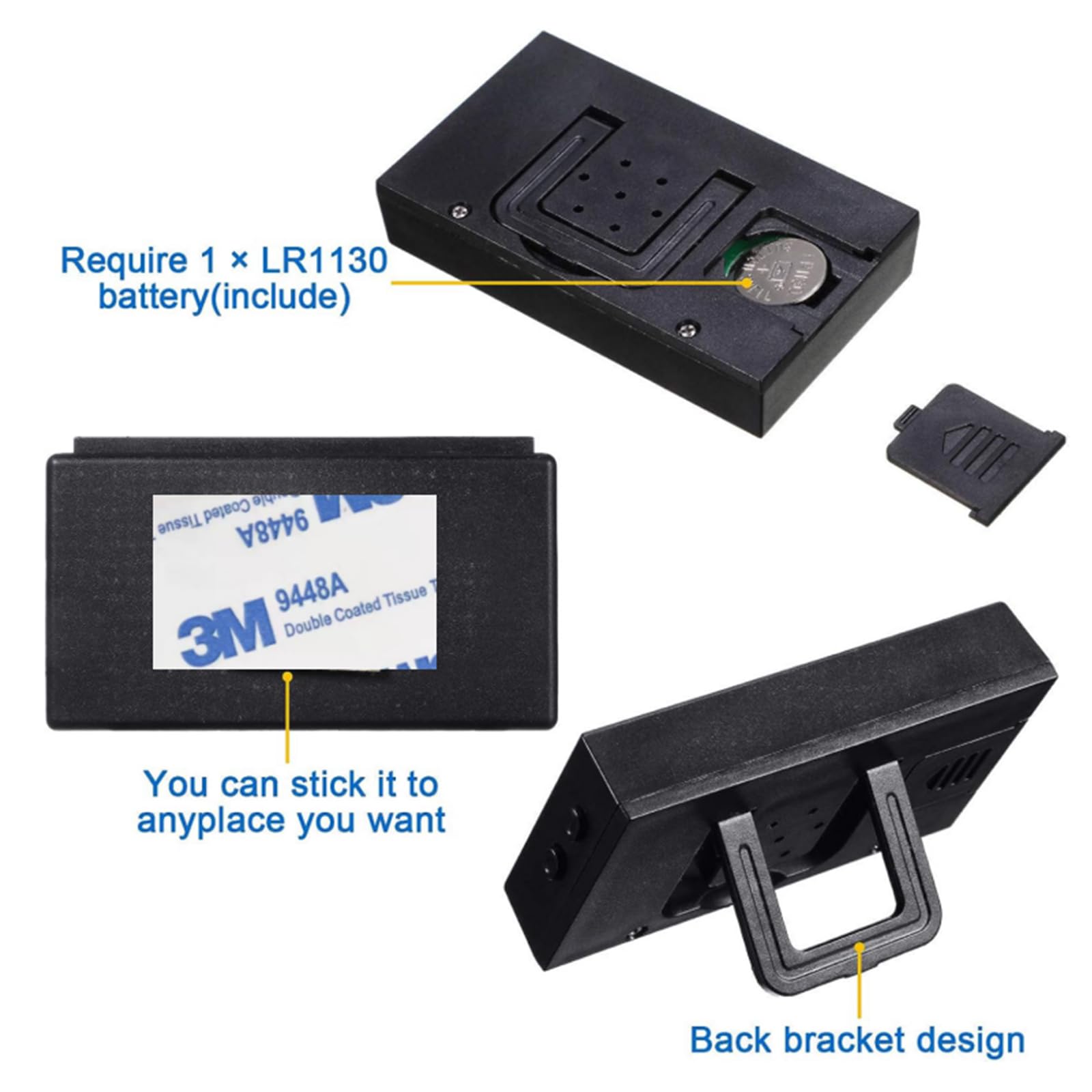 Car Dashboard Digital Clock - with Jumbo LCD Time & Day Display - Mini Automotive Stick On Watch for Car Truck Dashboard & Air V