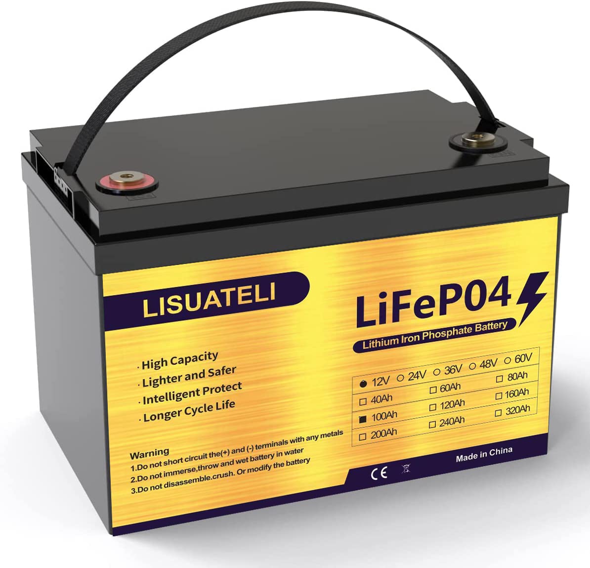 12V 100Ah Lifepo4 Battery, 100Ah Lithium Battery With 100A Bms,5000+ Cycles 12V Lithium Batteries, Perfect For Rv, Solar, Marine, Home Energy Storage,Run In Series Or Parallel