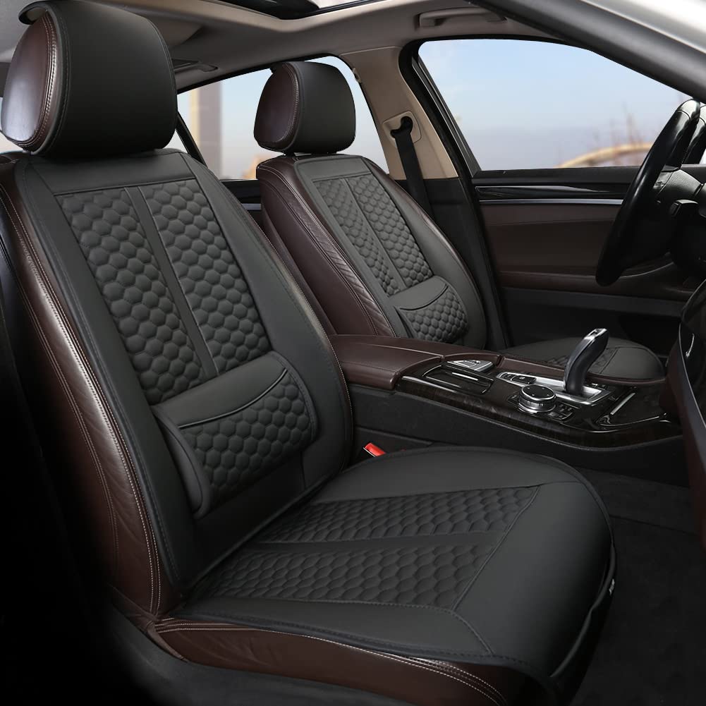 Black Panther Car Seats Covers, 1 Pair Universal Sideless Driver Seat Protectors, With Lumbar Support And Headrest Cover (Black)