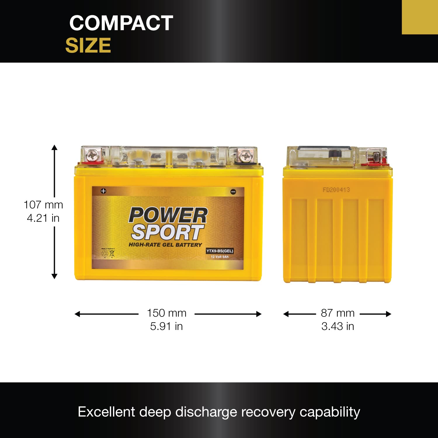 Expertpower Ytx9-Bs(Gel) 12V 9Ah 180 Cca Motorcycle Battery Replacement For Ctx9, Ptr9-Bs, Ytr9-Bs, Ytx9, Gtx9-12B, Es-Tx9
