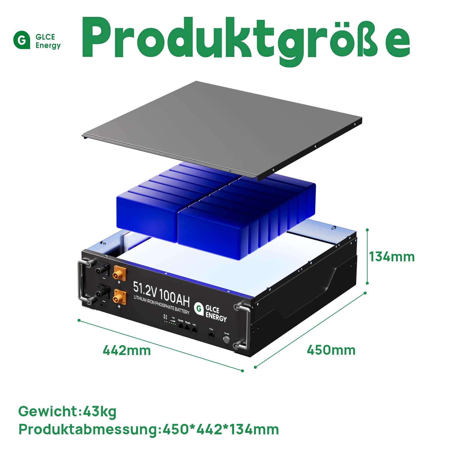 48V 100Ah Lifepo4 Lithium Battery, Large Lcd Display, With Can And Rs485 Communication Interface, 100A Smart Bms, 5120Wh Battery For Rv, Solar, Home Energy Storage