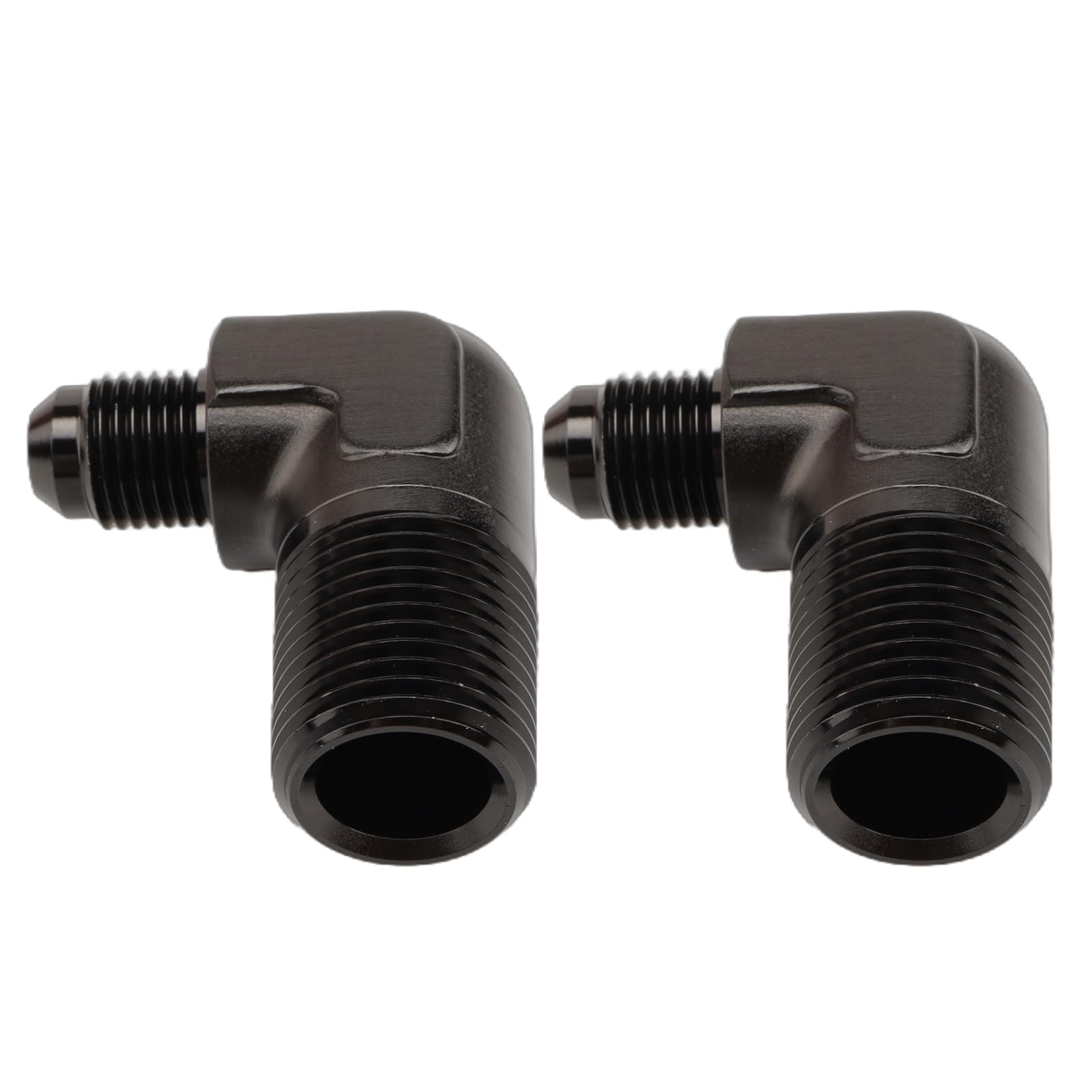 Ac Performance 90 Degree Elbow -6 An Male To 1/2'' Npt Male Fitting Adapter Connector Aluminum Black, Pack Of 2