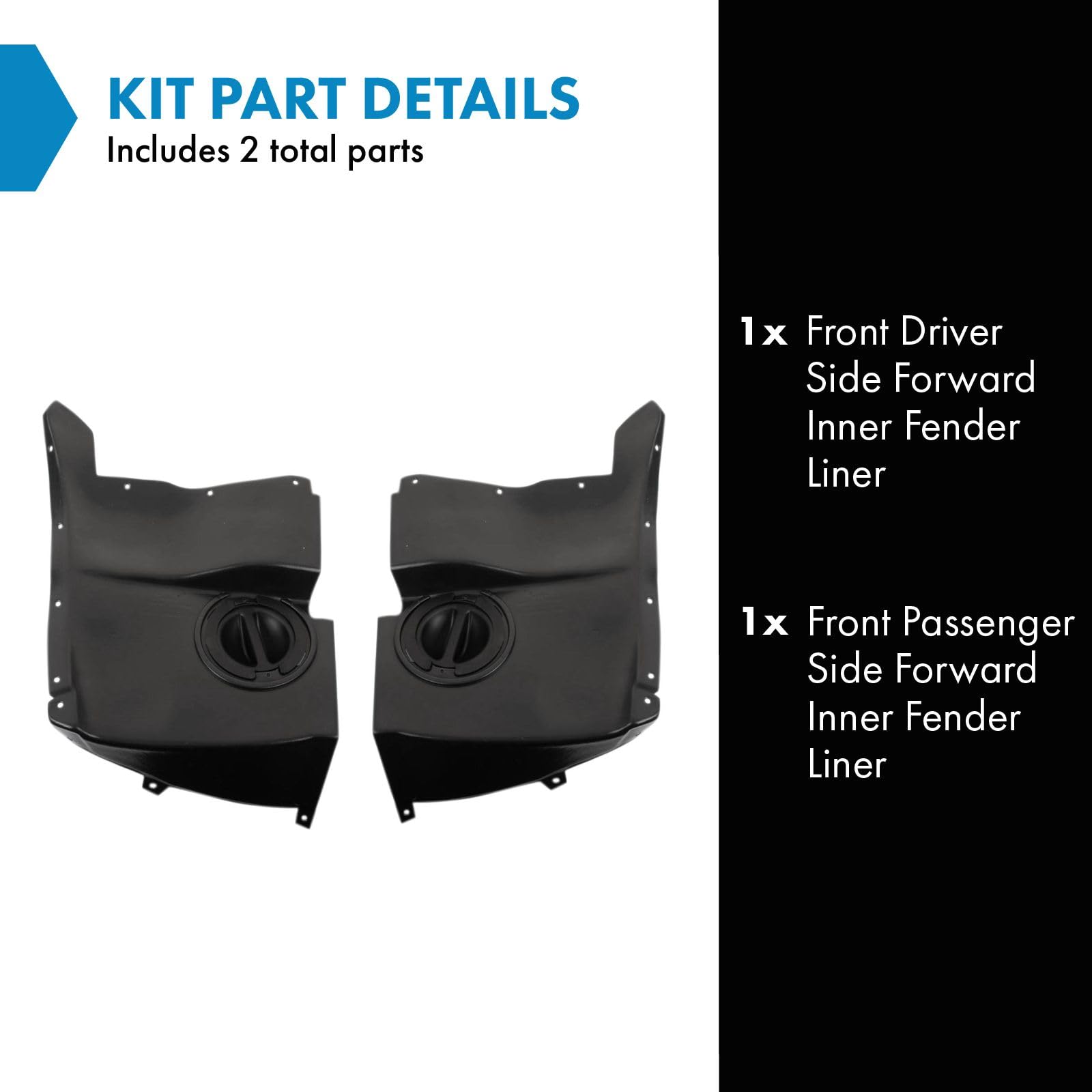 Trq Front Inner Fender Liner Set Compatible With 2005-2013 Chevrolet Corvette Gm1248176 Gm1249176