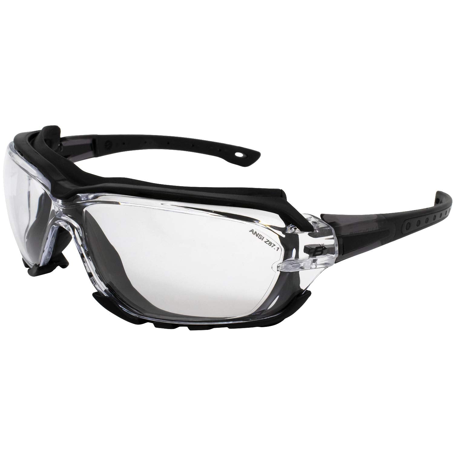 Birdz Eyewear Gasket Safety Padded Motorcycle Sport Sunglasses Black Frame With Clear Lens