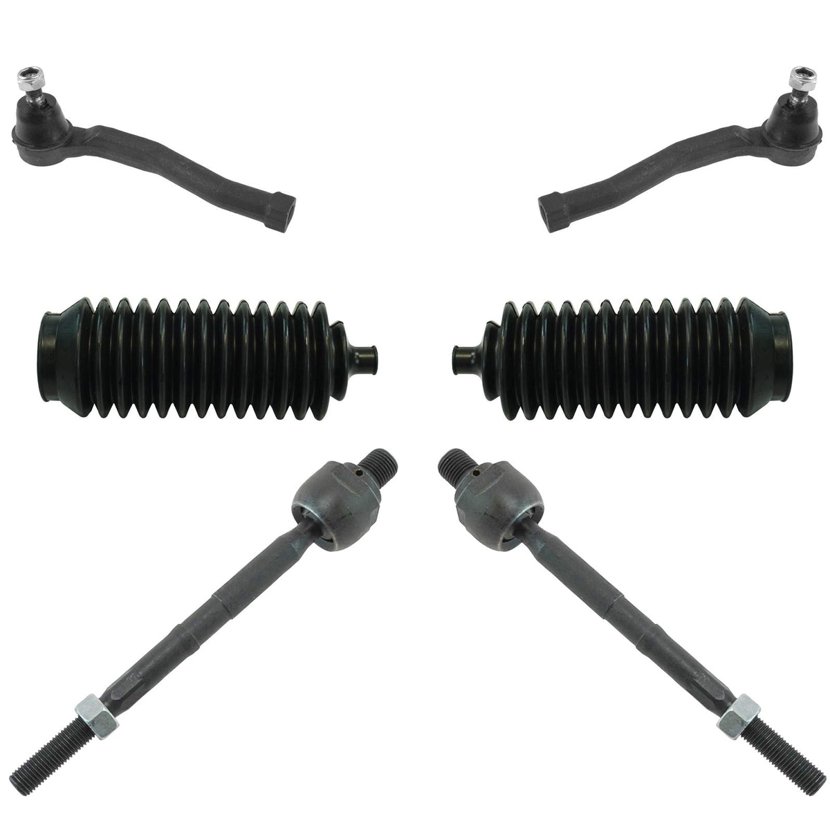 Trq Front Steering Kit Steering Rack & Pinion Bellow Tie Rod Compatible With 2004-2011 Chevrolet Aveo 2007-2011 Aveo5 2009-2010