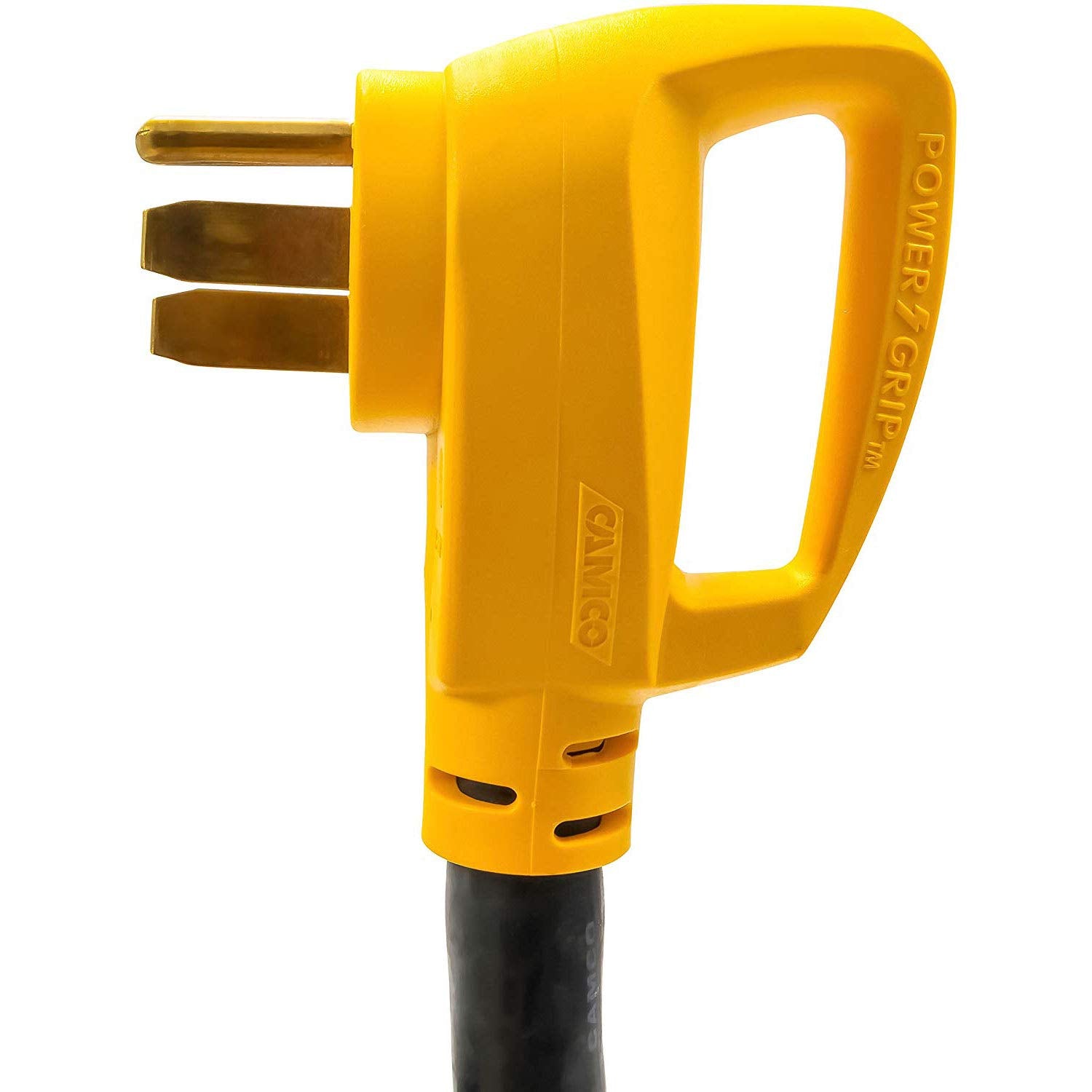 Camco 55574 Powergrip 25 Foot Long 50 Amp Rv Power Cord Cable With 50 Amp Male Plug And 50 Amp Female 90 Degree Locking Adapter
