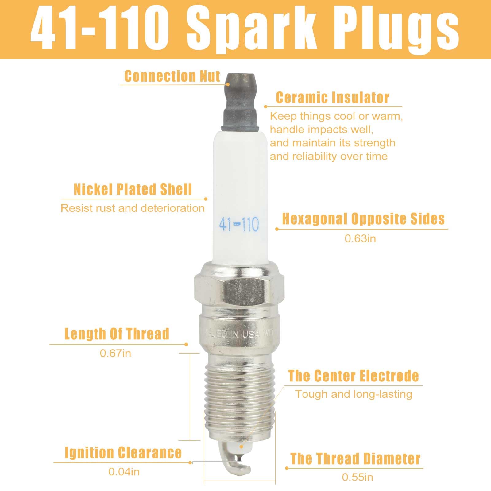 41-110 Iridium Spark Plugs & M8-48322 Spark Plug Wires for 5.3 6.0L 6.2L Chevy GMC Silverado Suburban Avalanche Cadillac Escalad