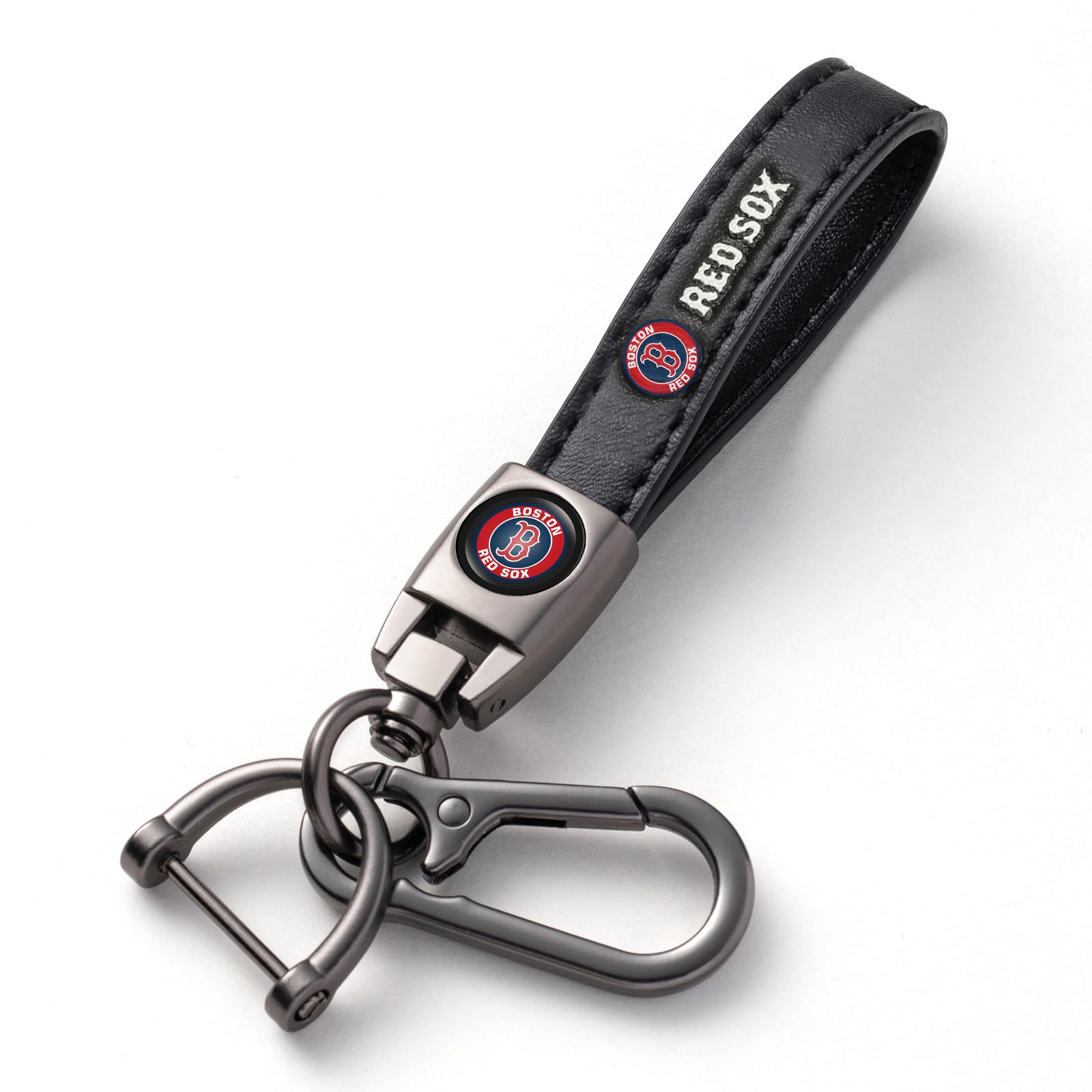 EMIJOY Car Keychain Keyring for Boston Red Sox Baseball Fans,Boston Red Sox Accessories Women/Mens Keychains for Vehicles,Leath