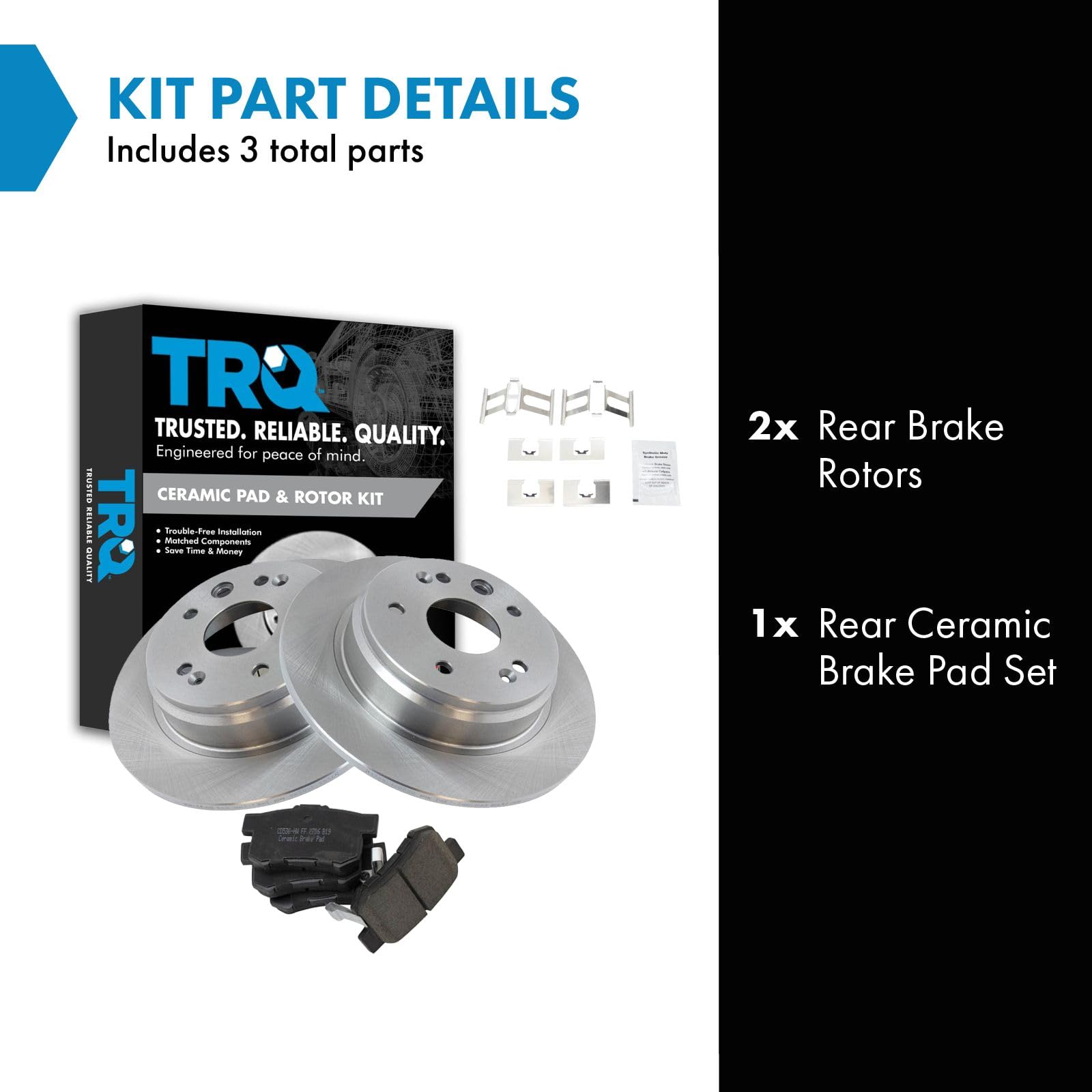 Trq Rear Brake Pad & Rotor Kit Brake Pads Brake Rotor Ceramic Compatible With 1999-2003 Acura Tl