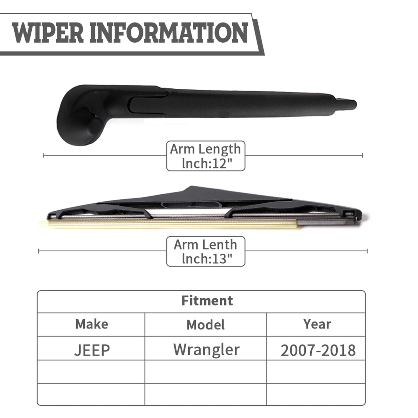 Rear Wiper Arm Blade Nut Set Replacement For Jeep Wrangler Jk 2007-2018,Rear Wiper Cover Accessories Assembly, Wiper Cap Set For Back Windshield Window, Oe: 68002490Ab