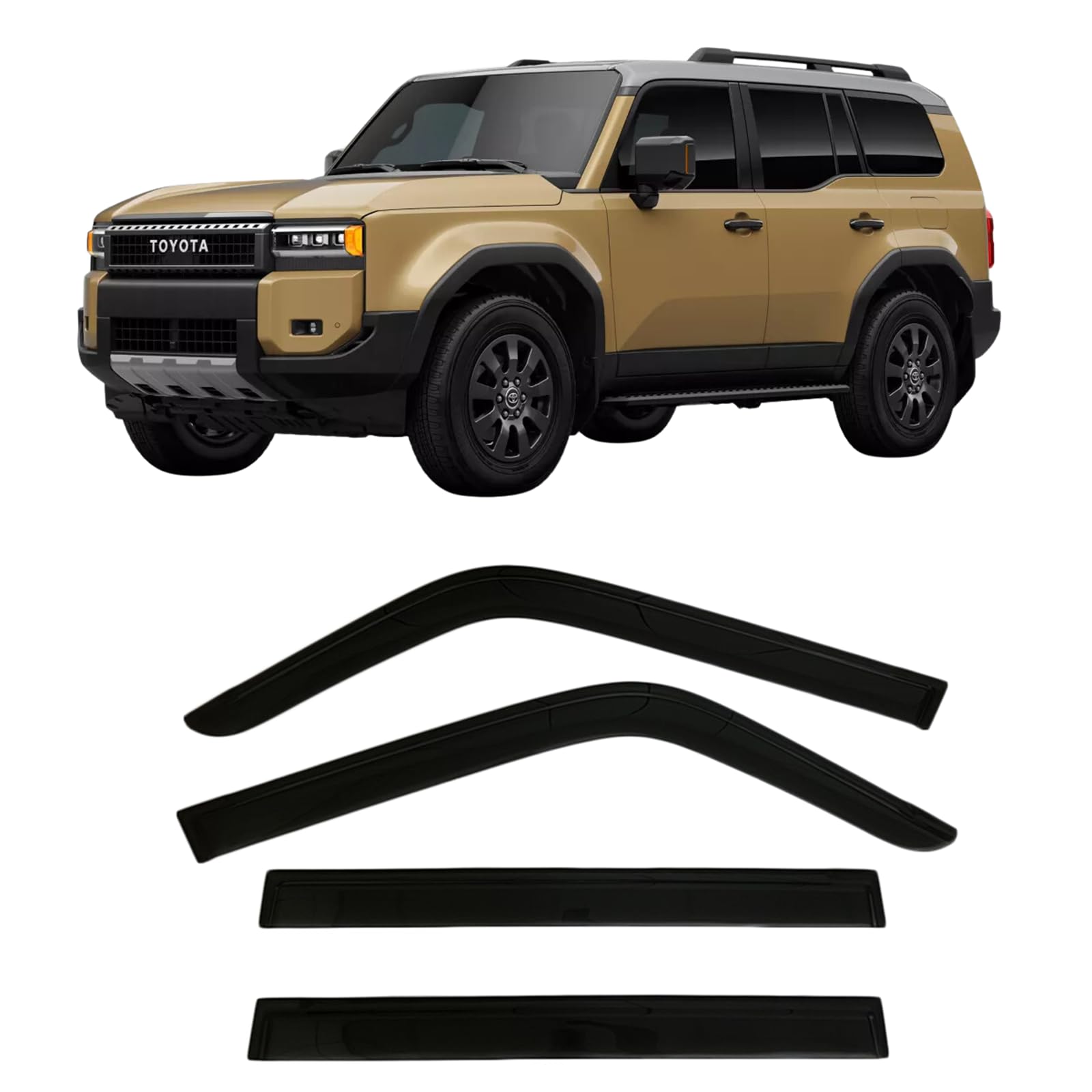 2024 2025 Tape-On Side Window Rain Guards For Toyota Land Cruiser Visor Deflectors First Edition 1958 J250
