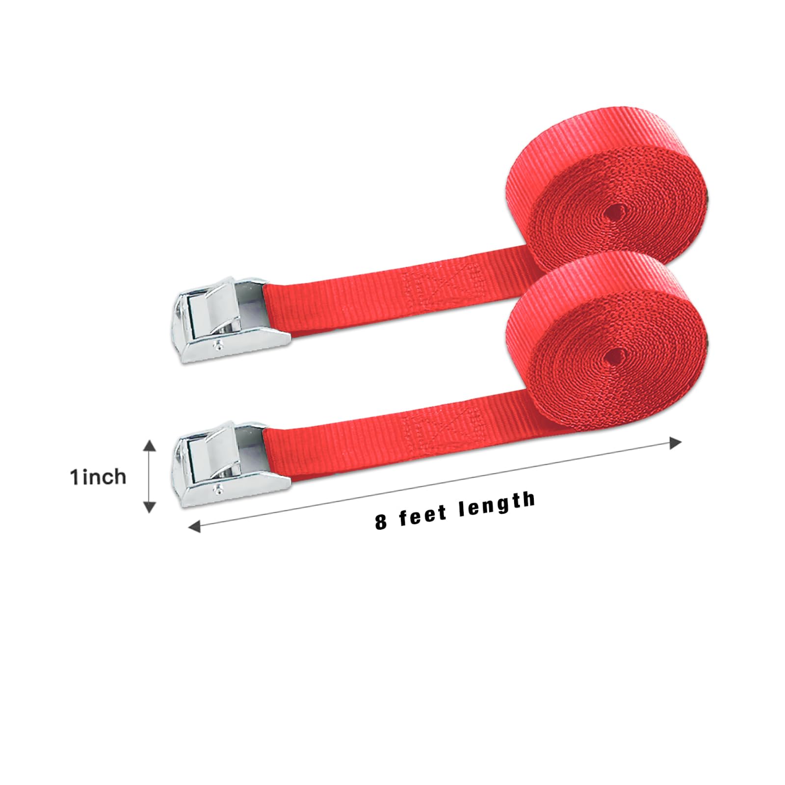 Xstrap Standard Cam Buckle Straps 6Pk 8Ft Powersports Tie-Downs 1-Inch Red Lashing Straps With Carry Bag, Ideal For Securing Cargo, Luggage, Bicycles