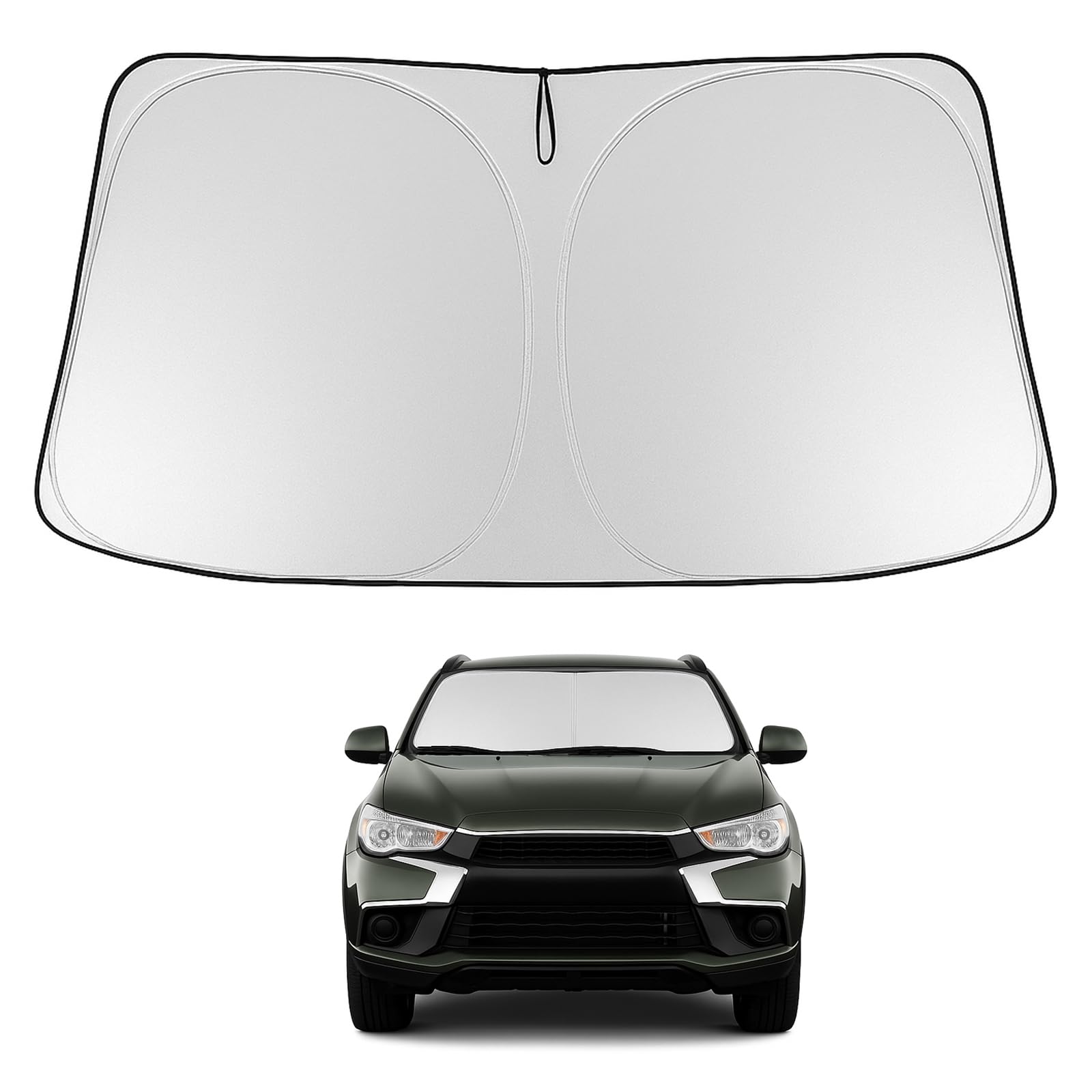 Proadsy 2025 Upgrade Windshield Sun Shade Custom Fit Mitsubishi Outlander Sport 2011-2024 2025 4-Layer Foldable Front Sunshade P