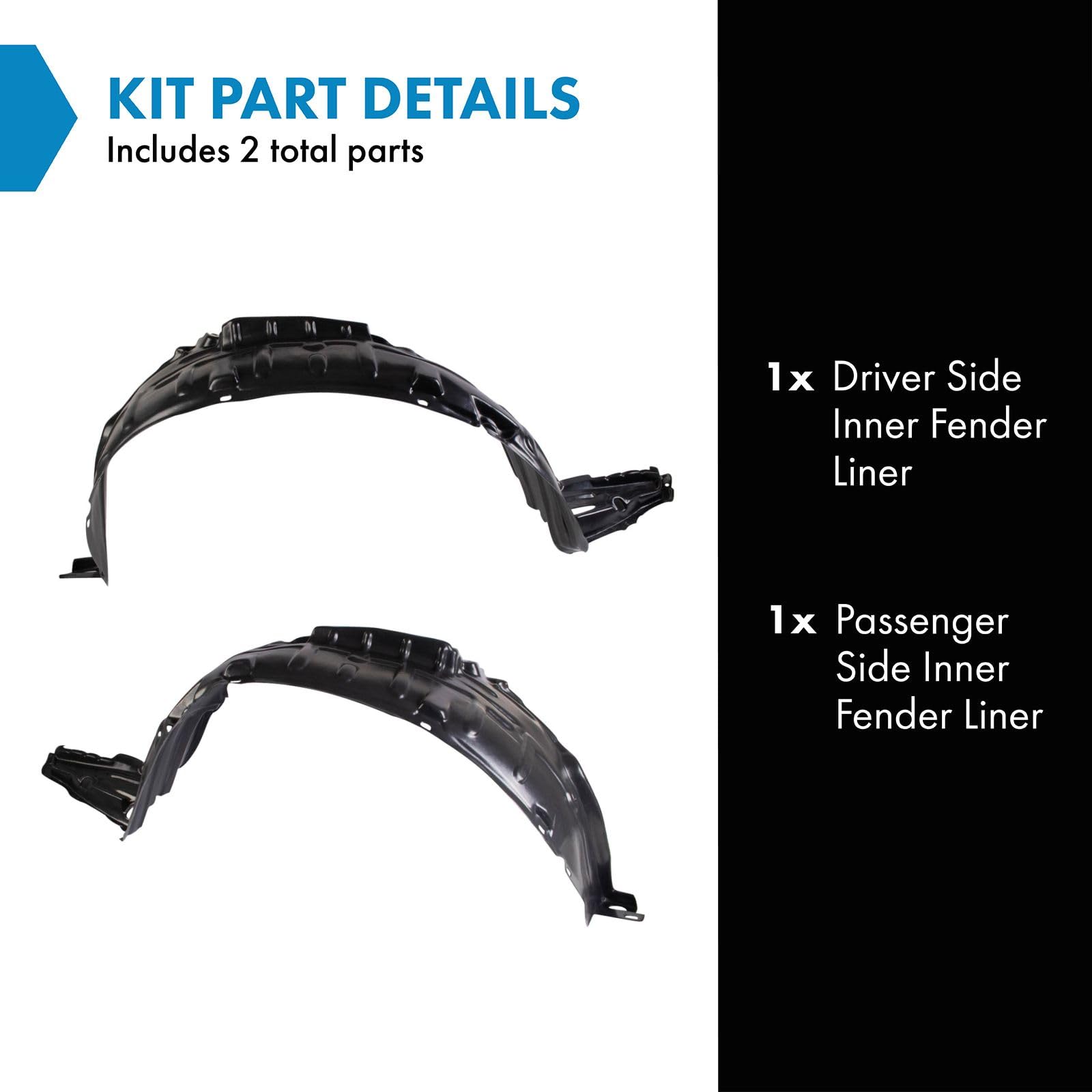 Trq Inner Fender Liner Set Compatible With 2000-2001 Nissan Altima Ni1250110 Ni1251110